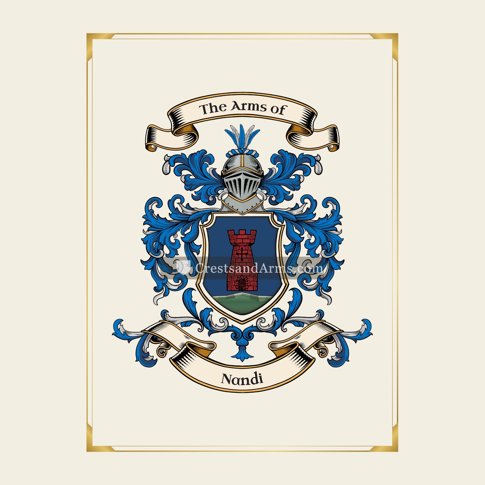 With gold border