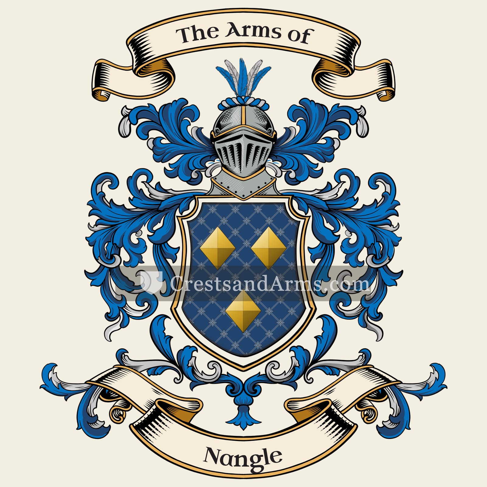The Nangle coat of arms, drawn from the recorded blazon