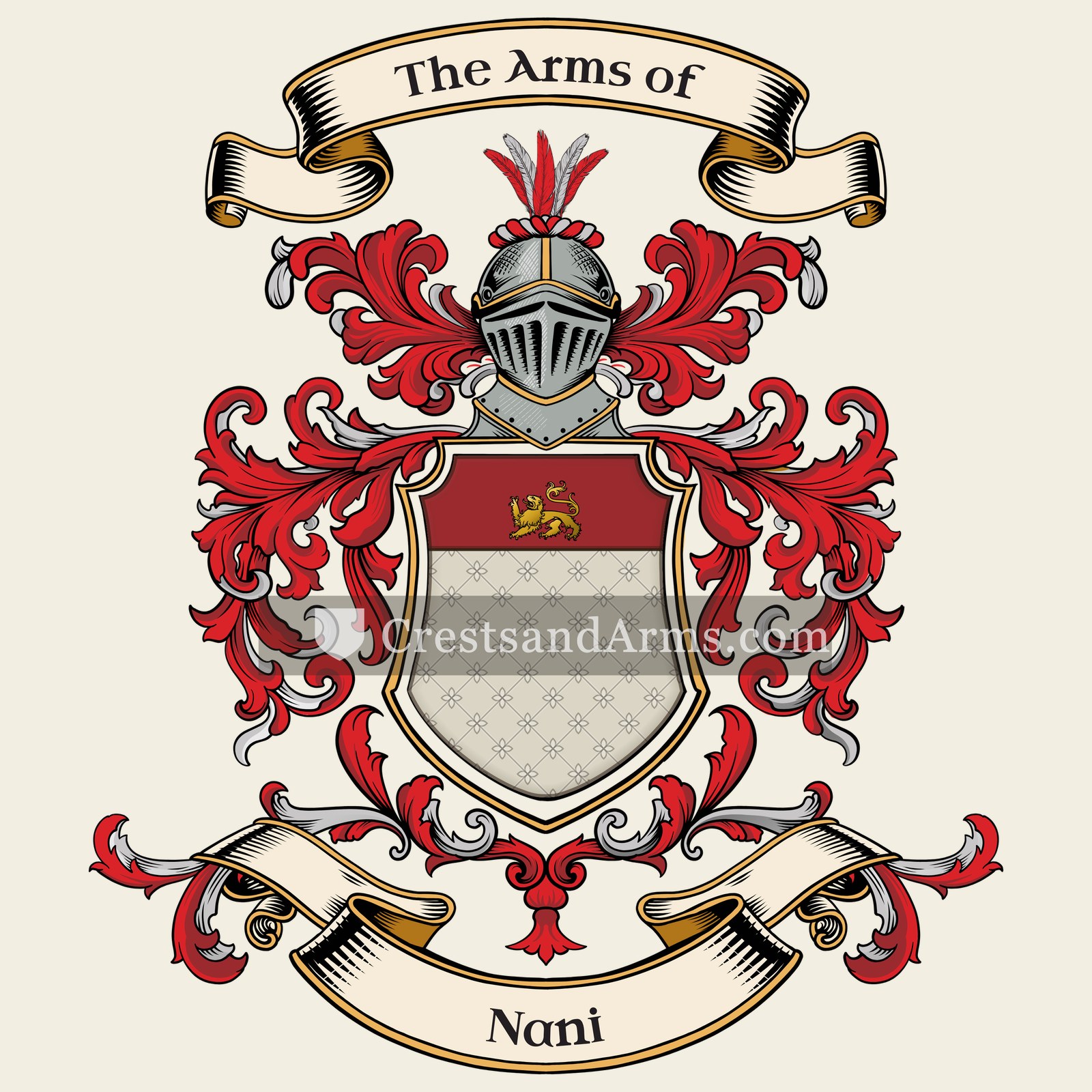 The Nani coat of arms, drawn from the recorded blazon