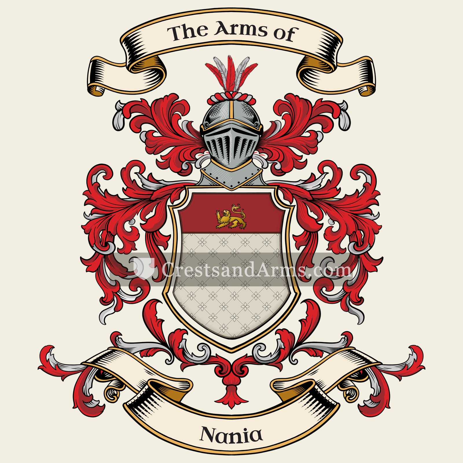 The Nania coat of arms, drawn from the recorded blazon