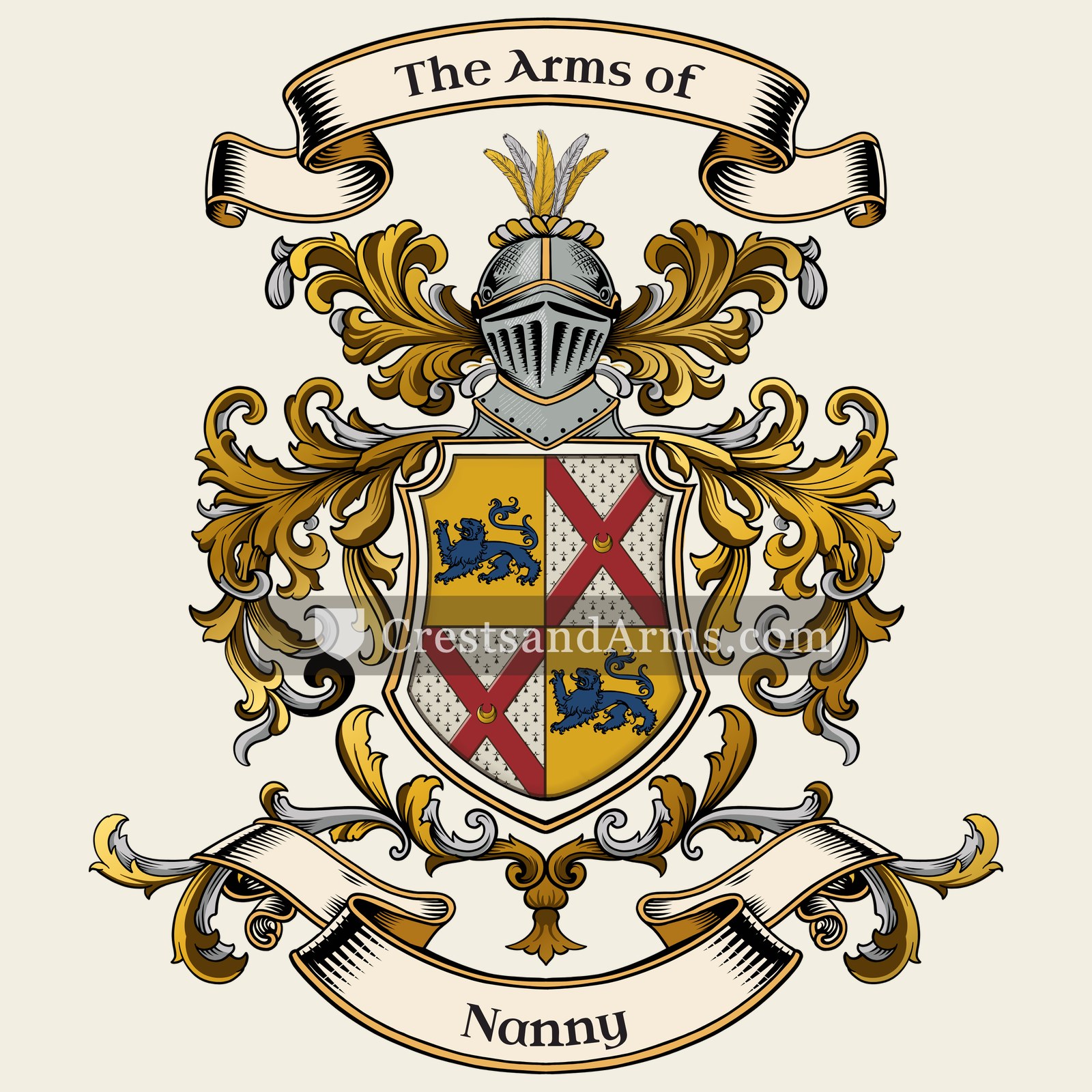 The Nanny coat of arms, drawn from the recorded blazon