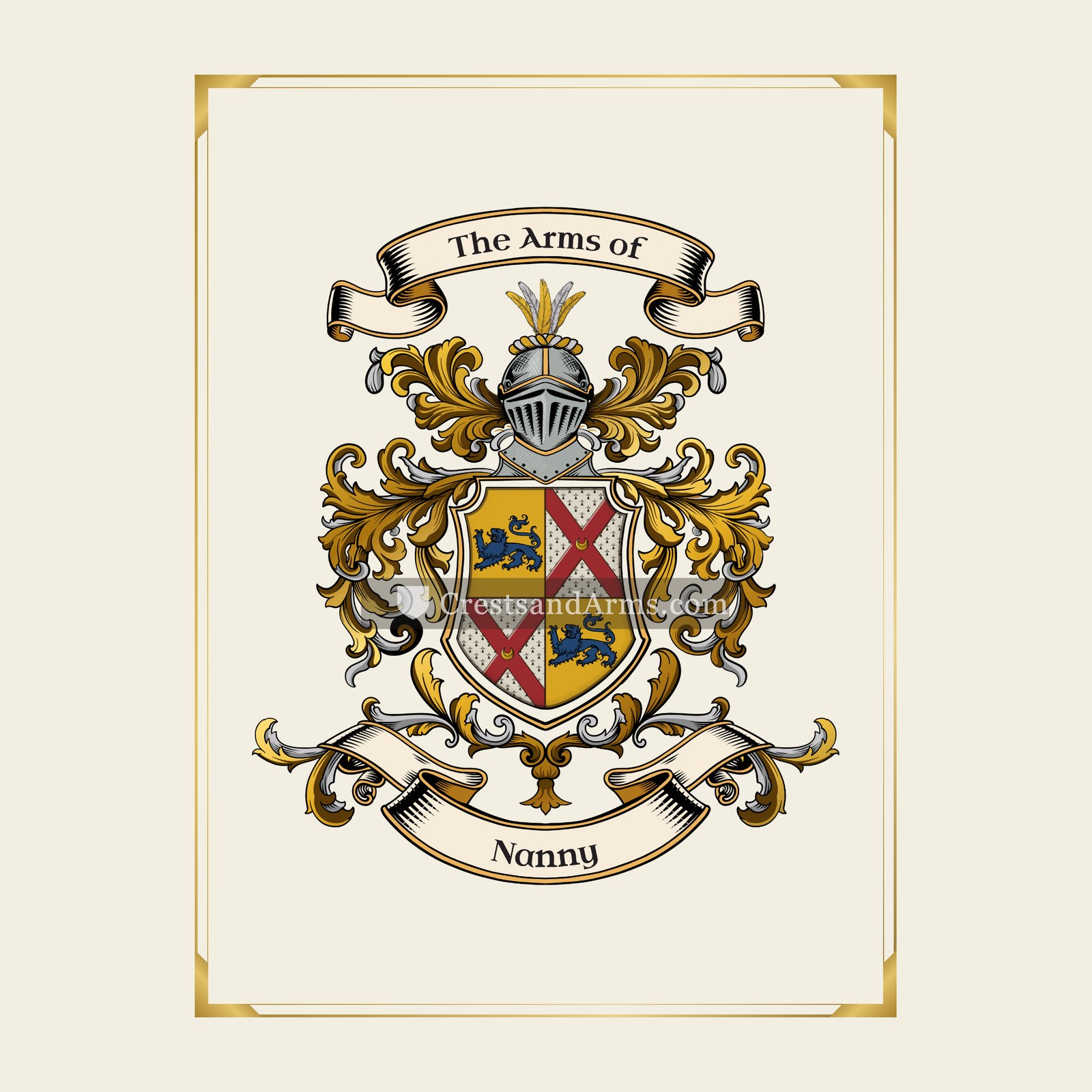 With gold border