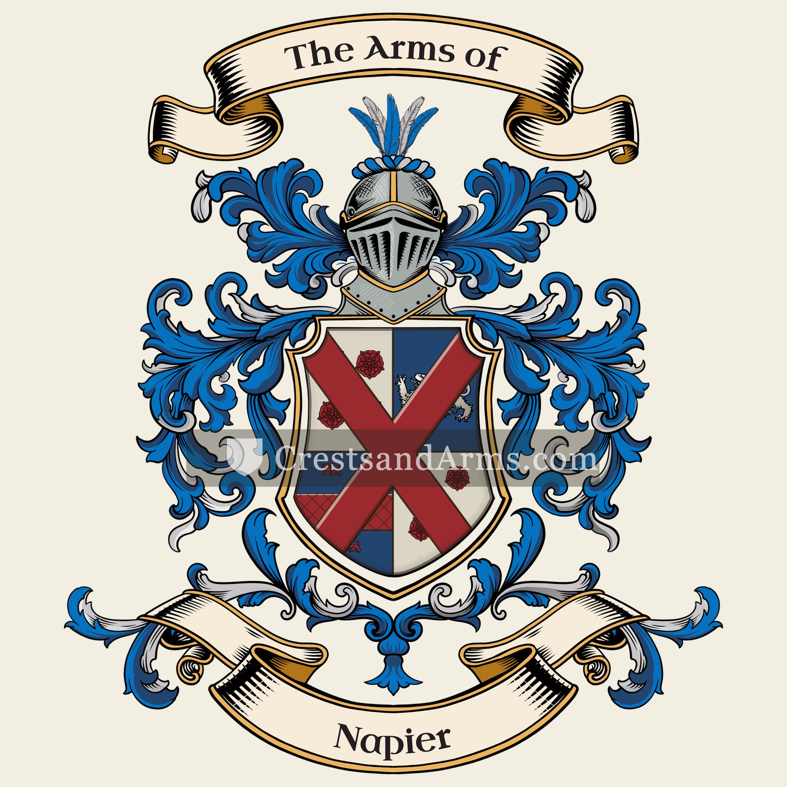The Napier coat of arms, drawn from the recorded blazon