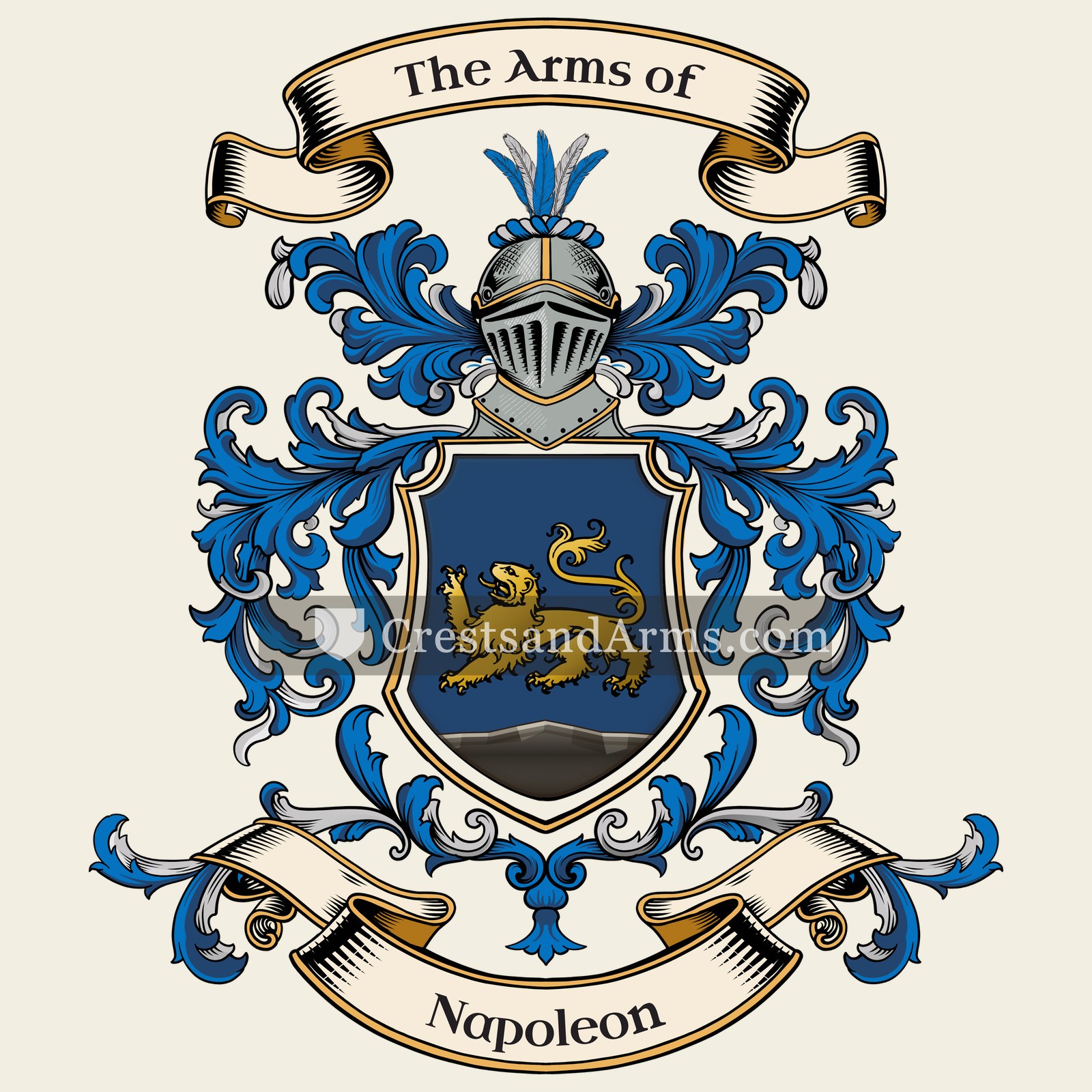 The Napoleon coat of arms, drawn from the recorded blazon