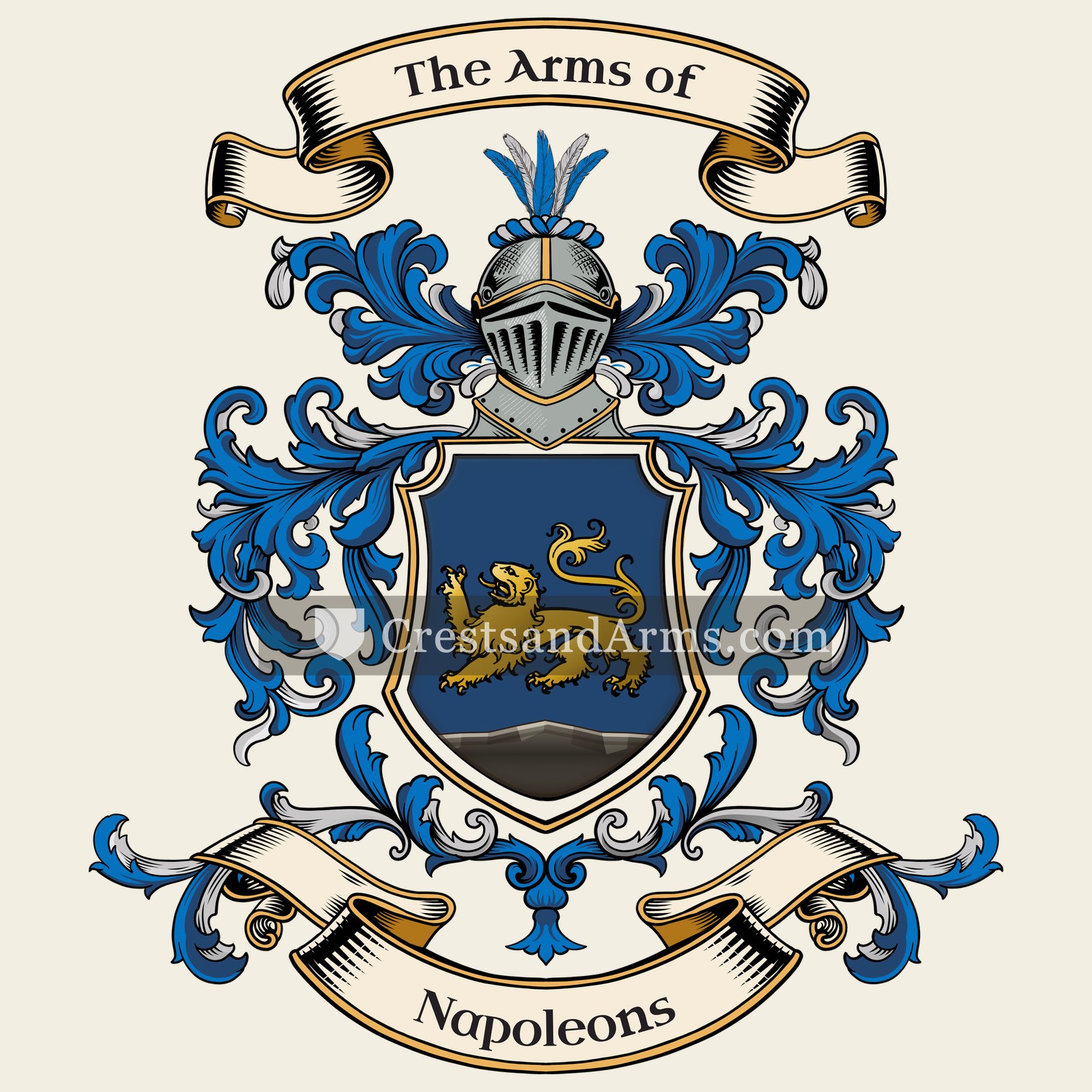 The Napoleons coat of arms, drawn from the recorded blazon