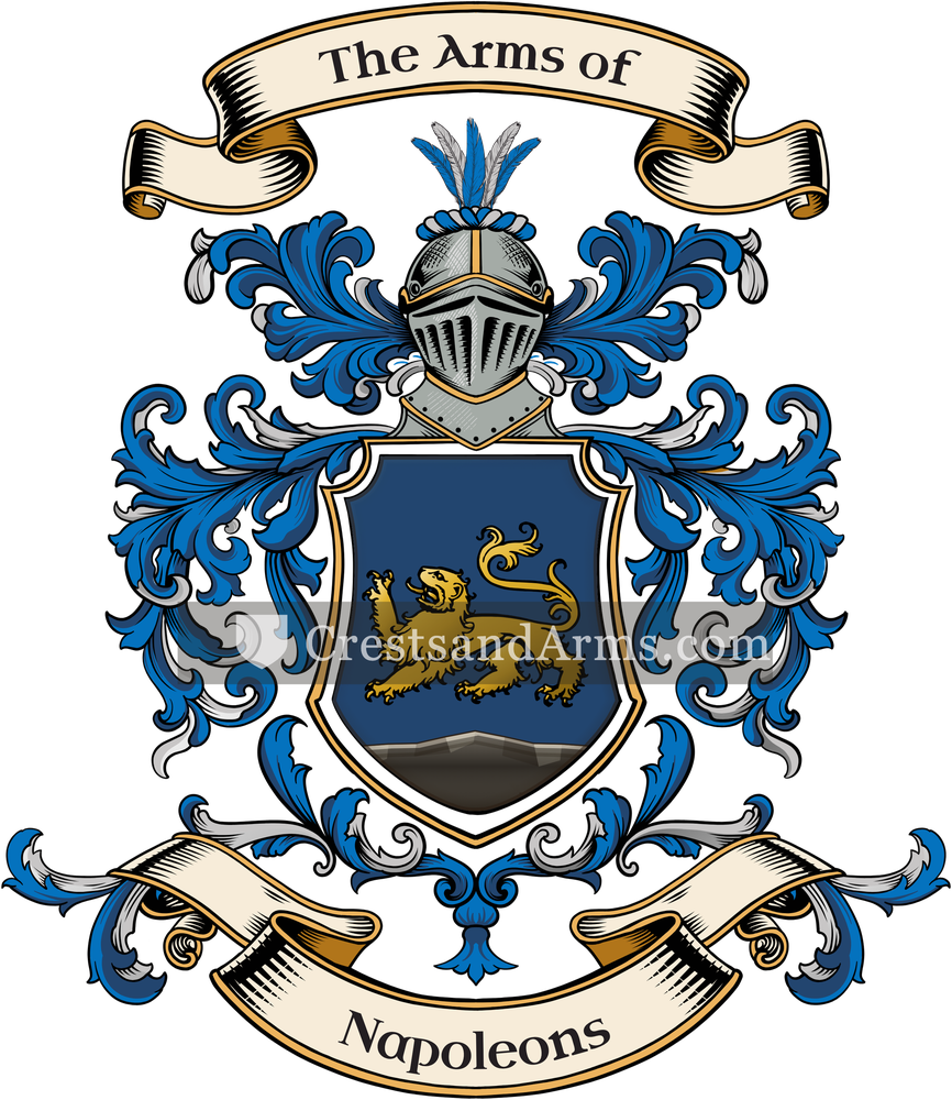 The Napoleons coat of arms, drawn from the recorded blazon
