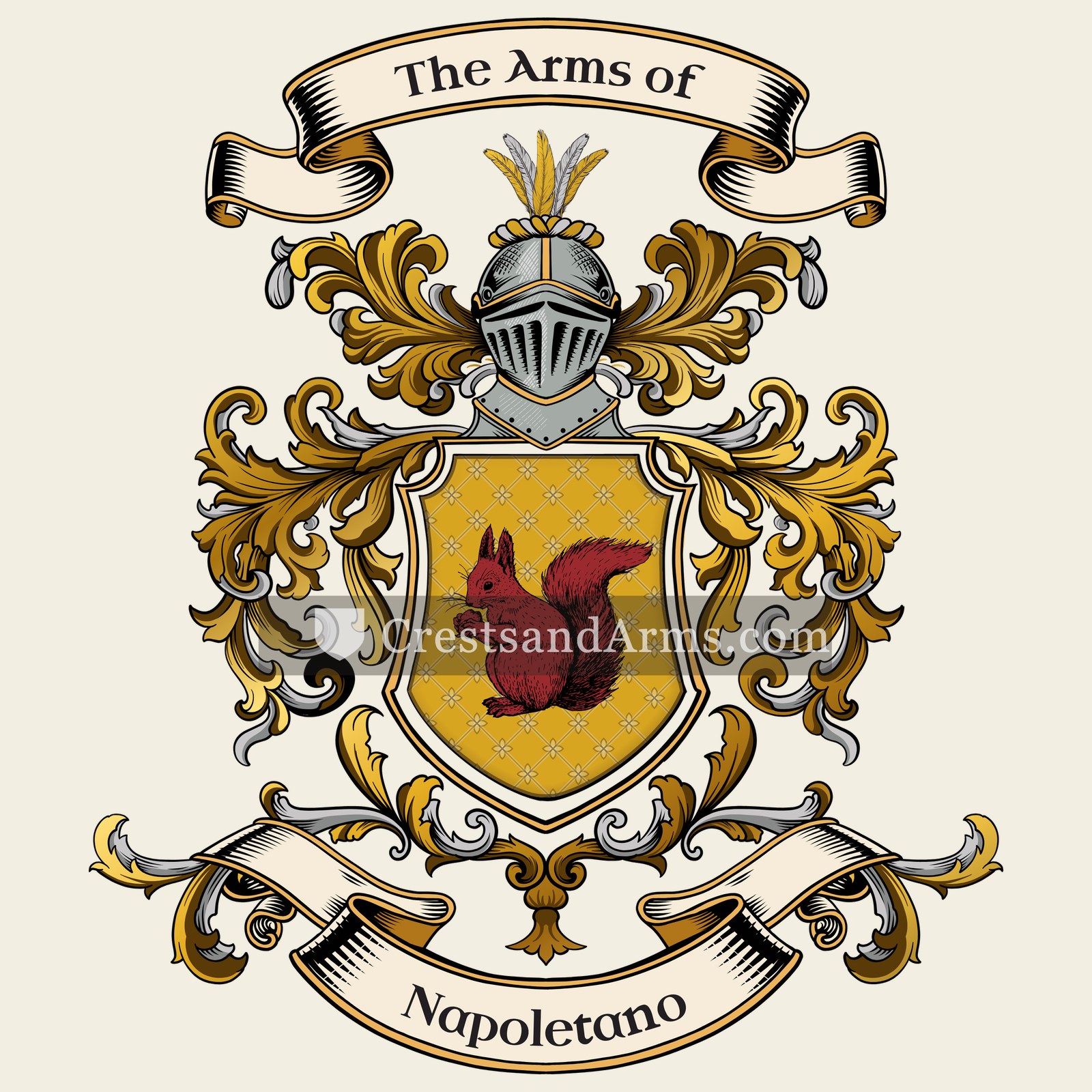 The Napoletano coat of arms, drawn from the recorded blazon
