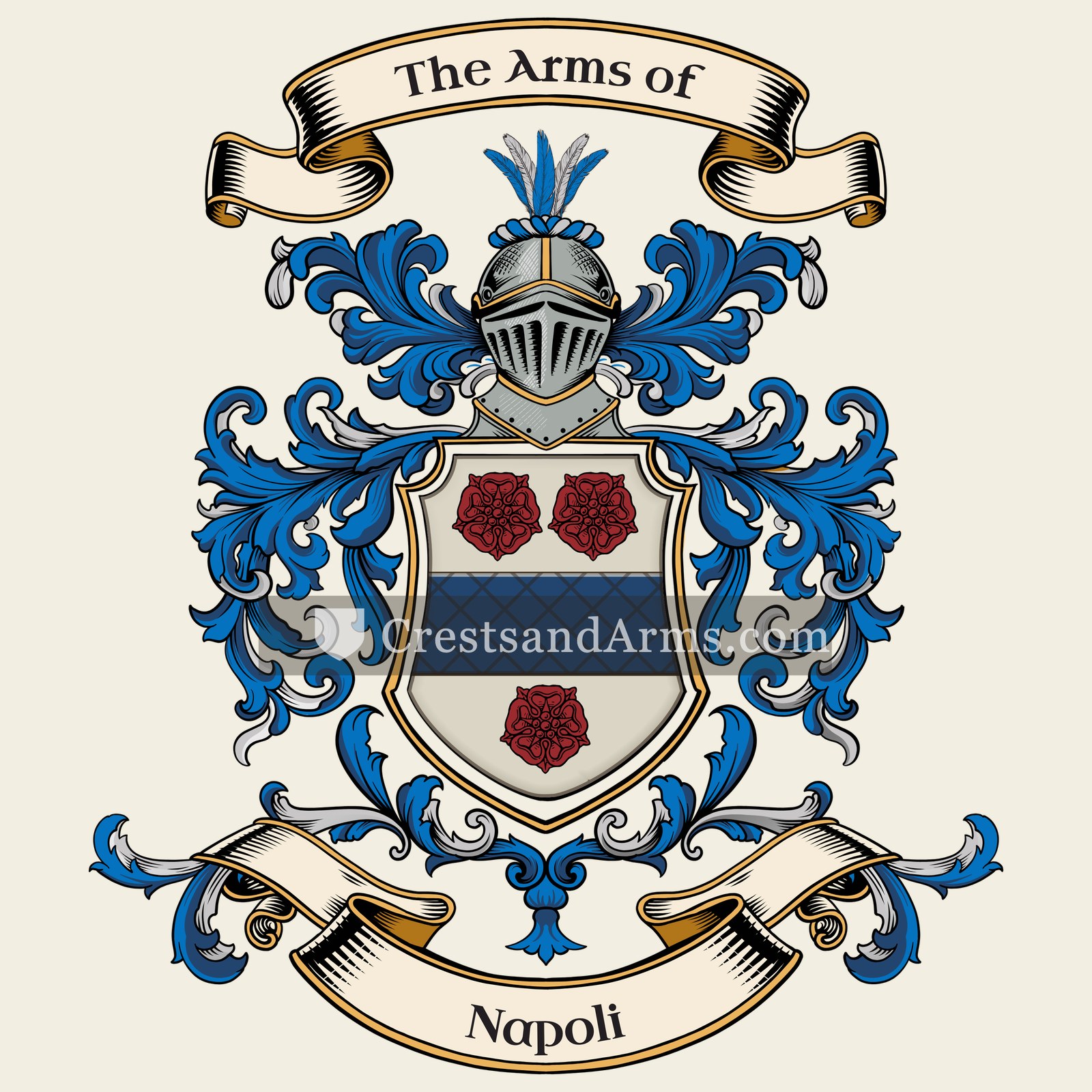 The Napoli coat of arms, drawn from the recorded blazon
