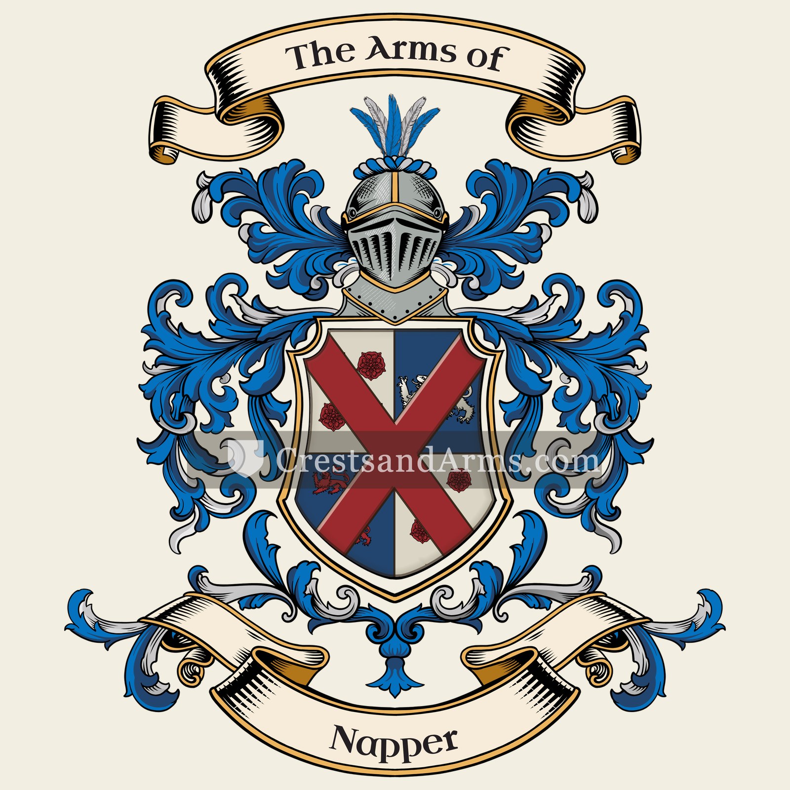 The Napper coat of arms, drawn from the recorded blazon
