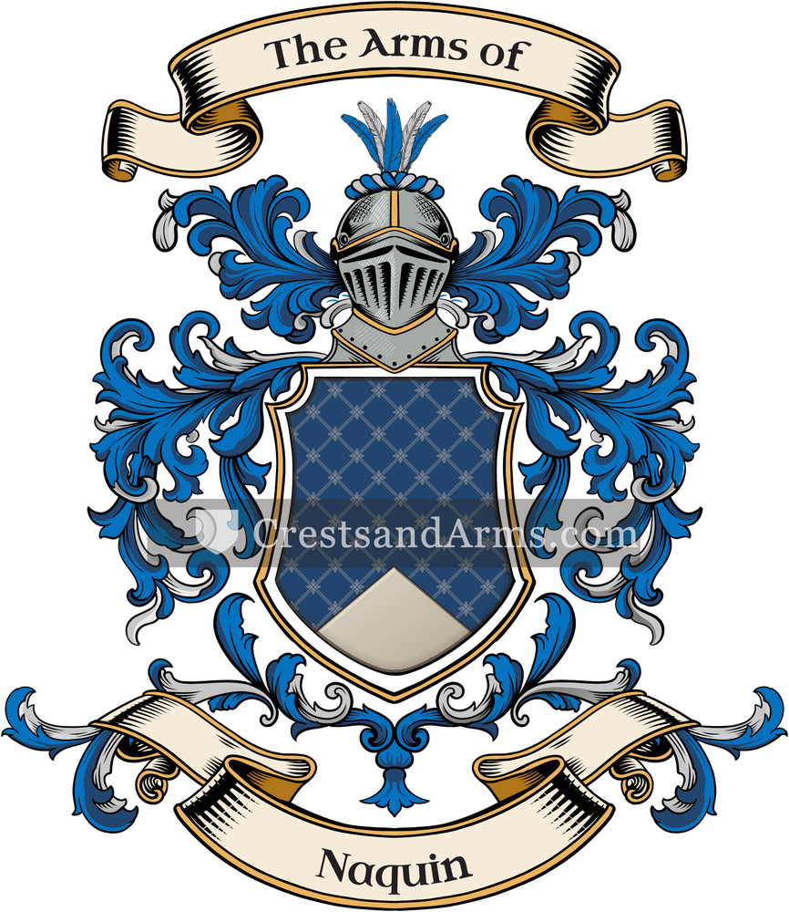 The Naquin coat of arms, drawn from the recorded blazon