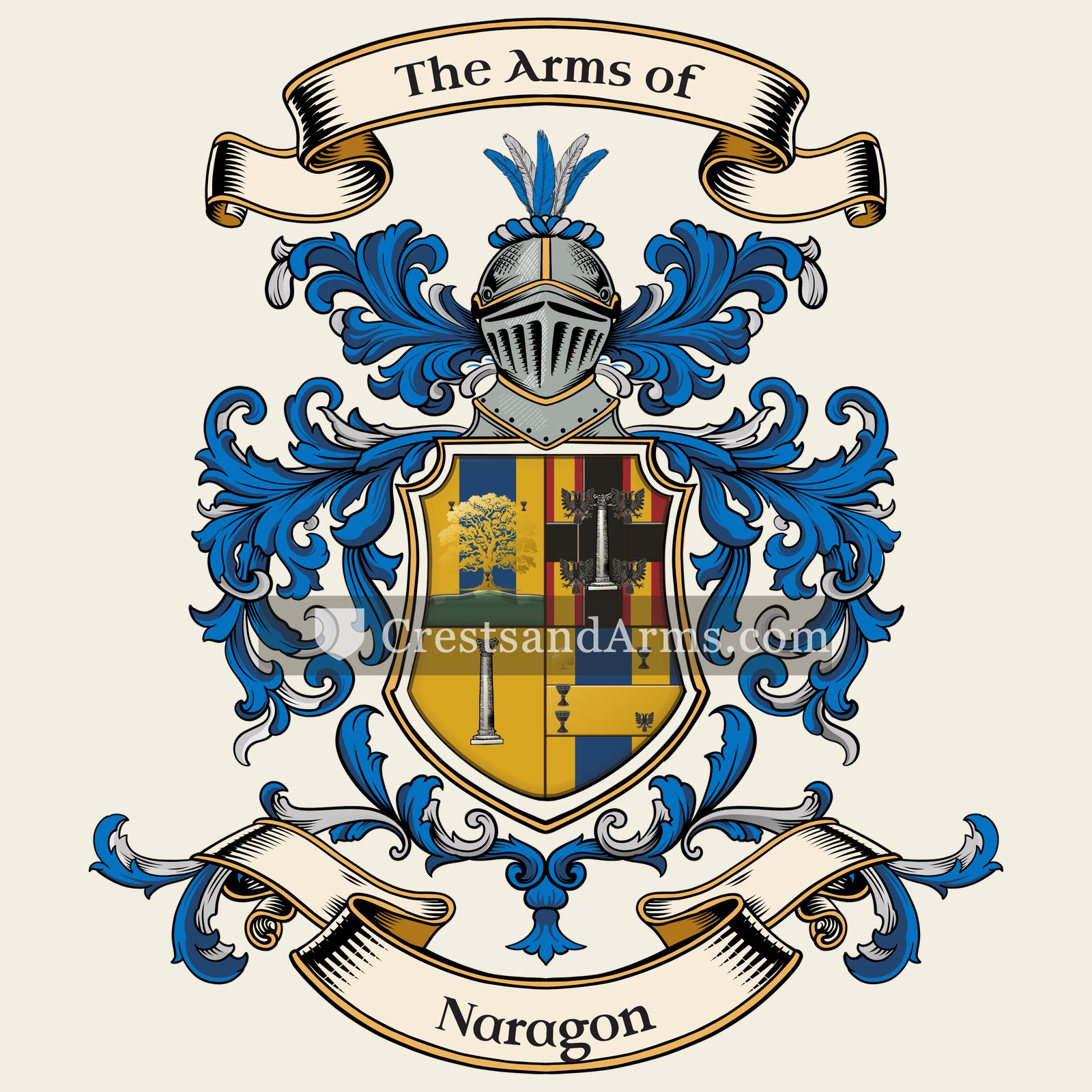 The Naragon coat of arms, drawn from the recorded blazon
