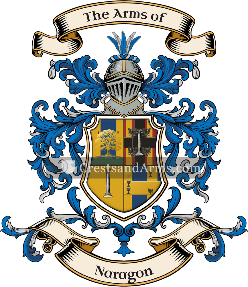 The Naragon coat of arms, drawn from the recorded blazon