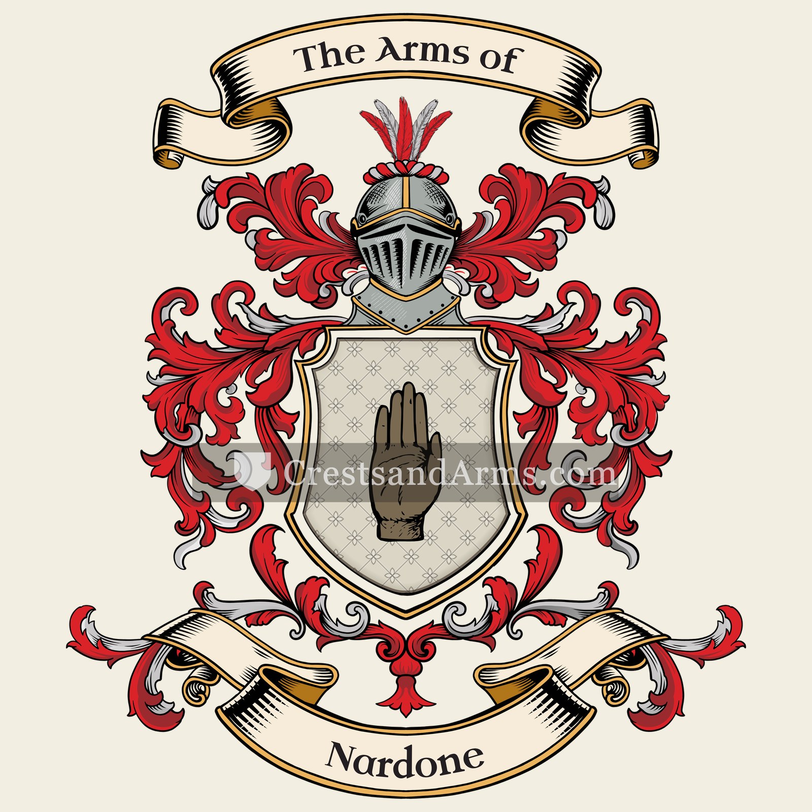 The Nardone coat of arms, drawn from the recorded blazon
