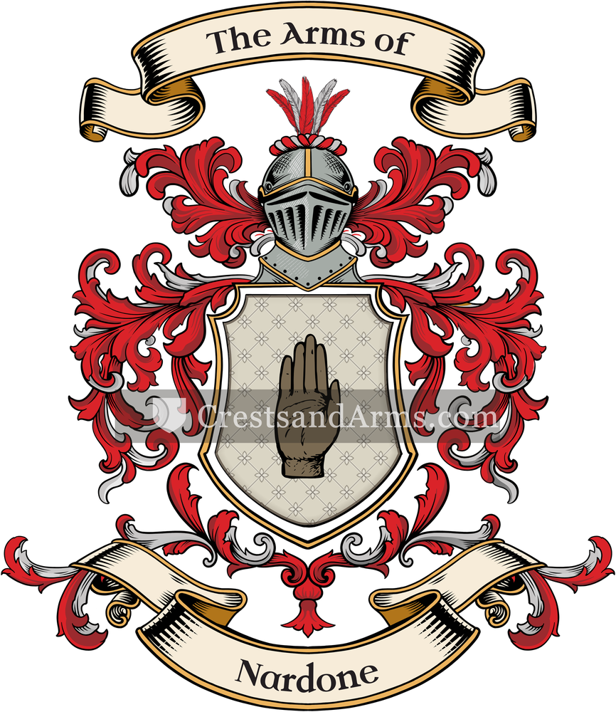 The Nardone coat of arms, drawn from the recorded blazon
