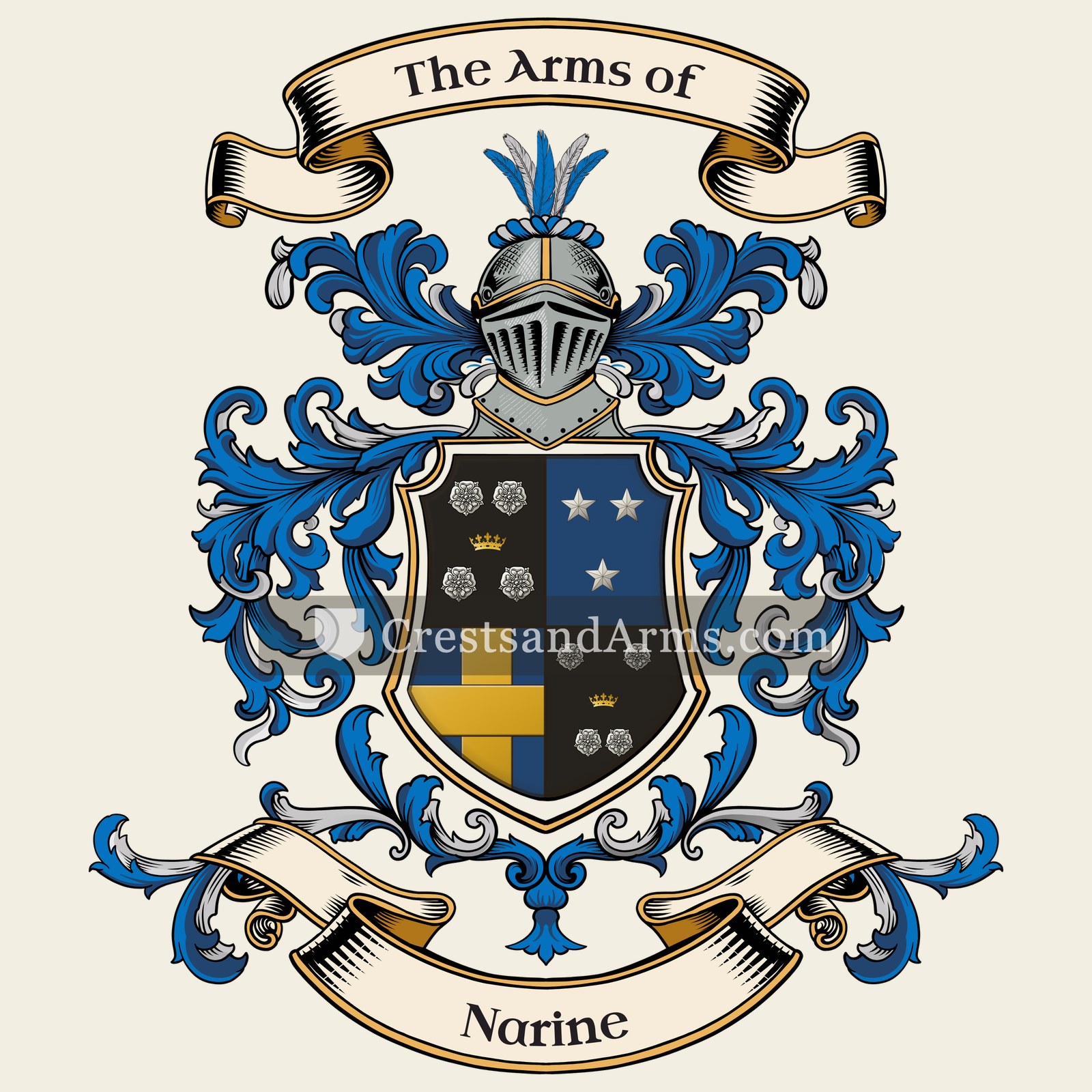 The Narine coat of arms, drawn from the recorded blazon