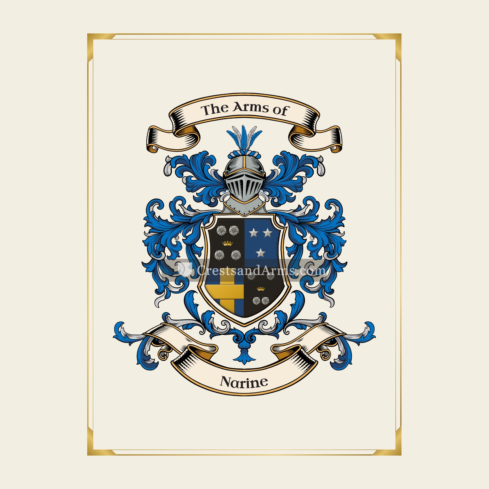 With gold border