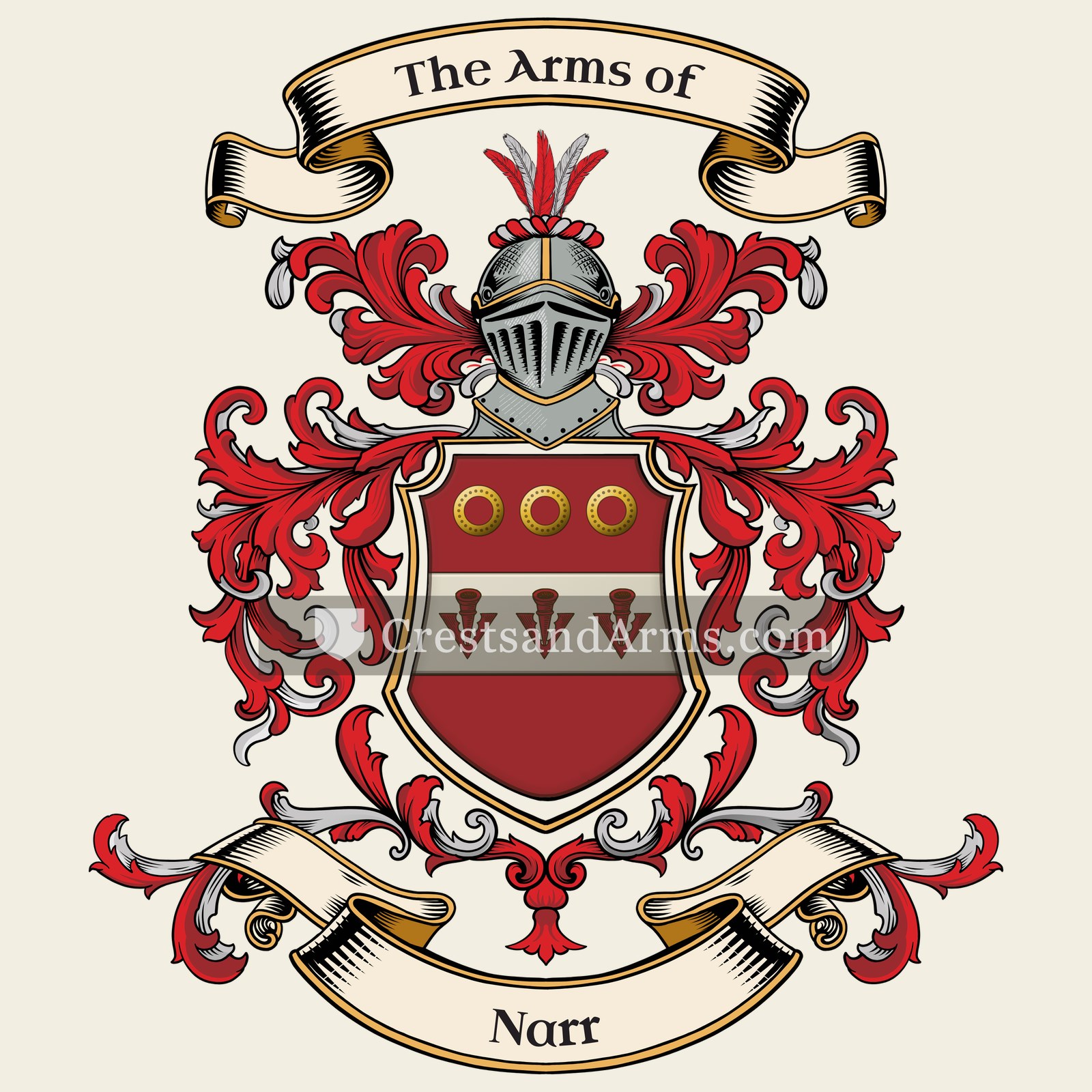 The Narr coat of arms, drawn from the recorded blazon