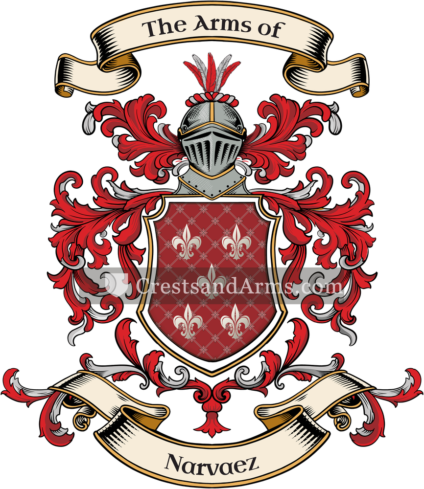 The Narvaez coat of arms, drawn from the recorded blazon