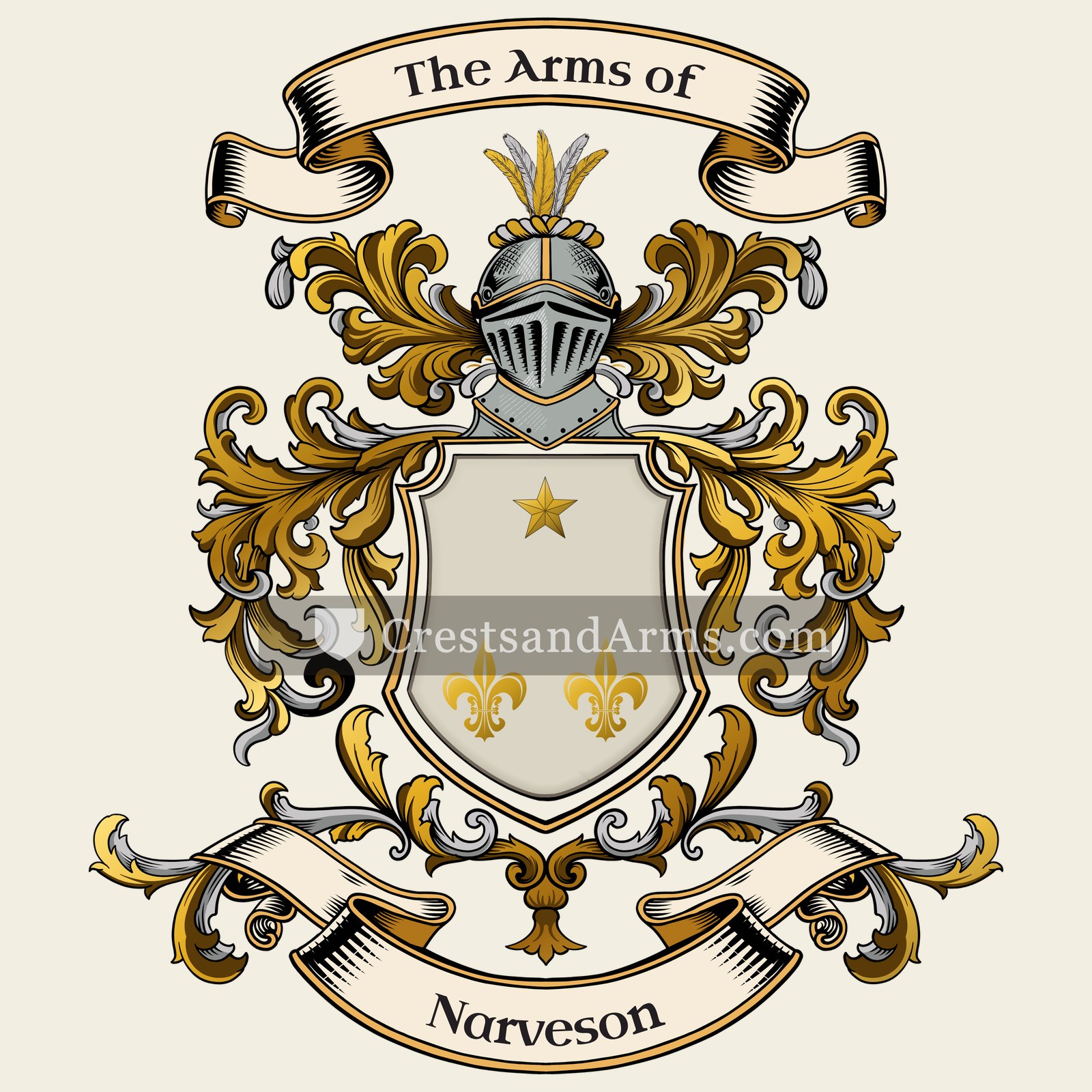 The Narveson coat of arms, drawn from the recorded blazon