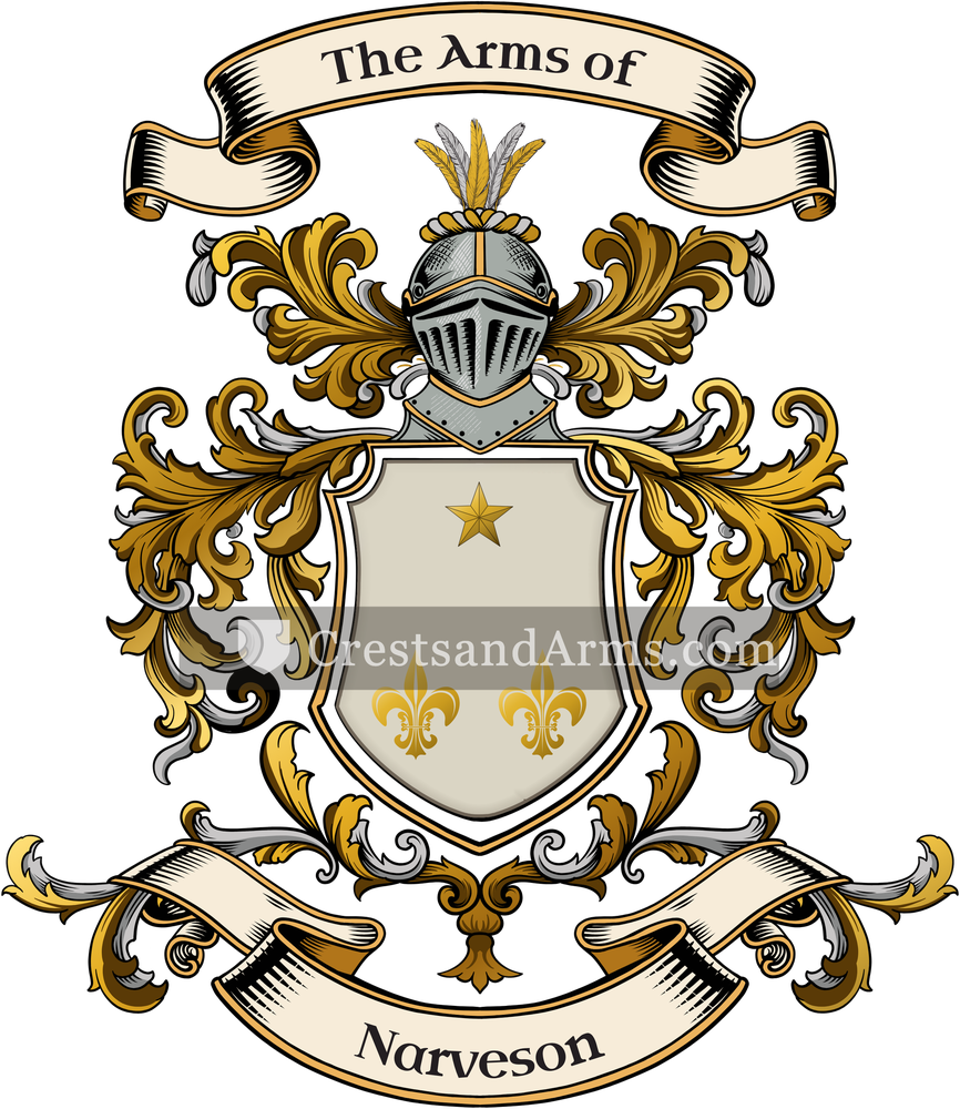 The Narveson coat of arms, drawn from the recorded blazon