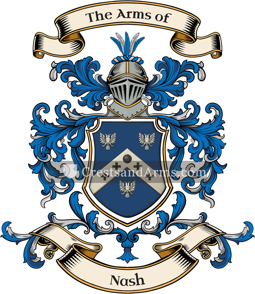 The Nash coat of arms, drawn from the recorded blazon