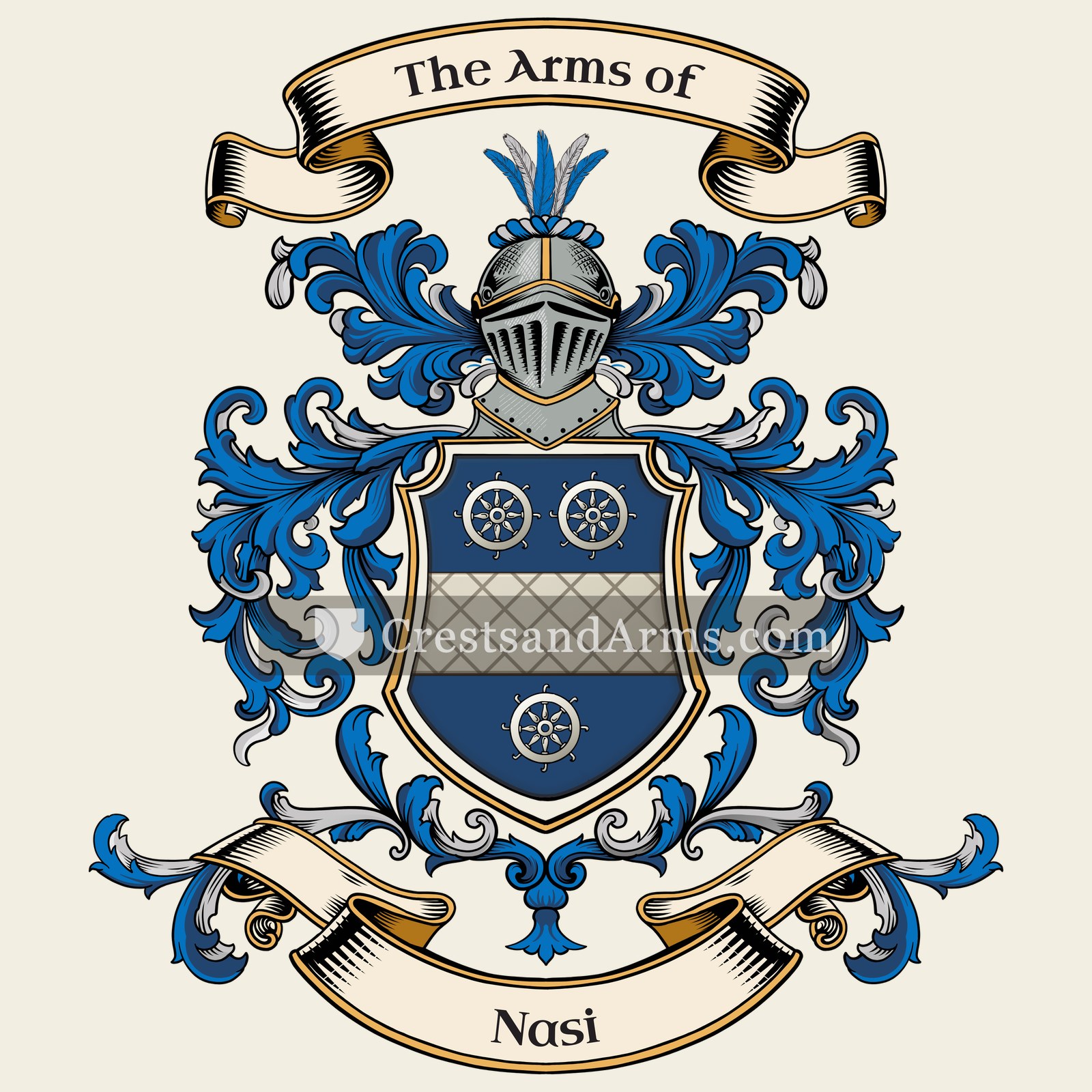 The Nasi coat of arms, drawn from the recorded blazon