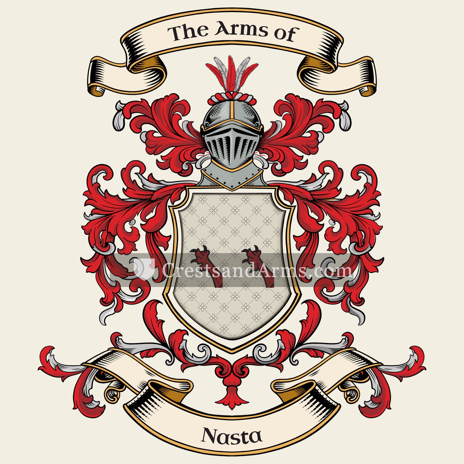 The Nasta coat of arms, drawn from the recorded blazon