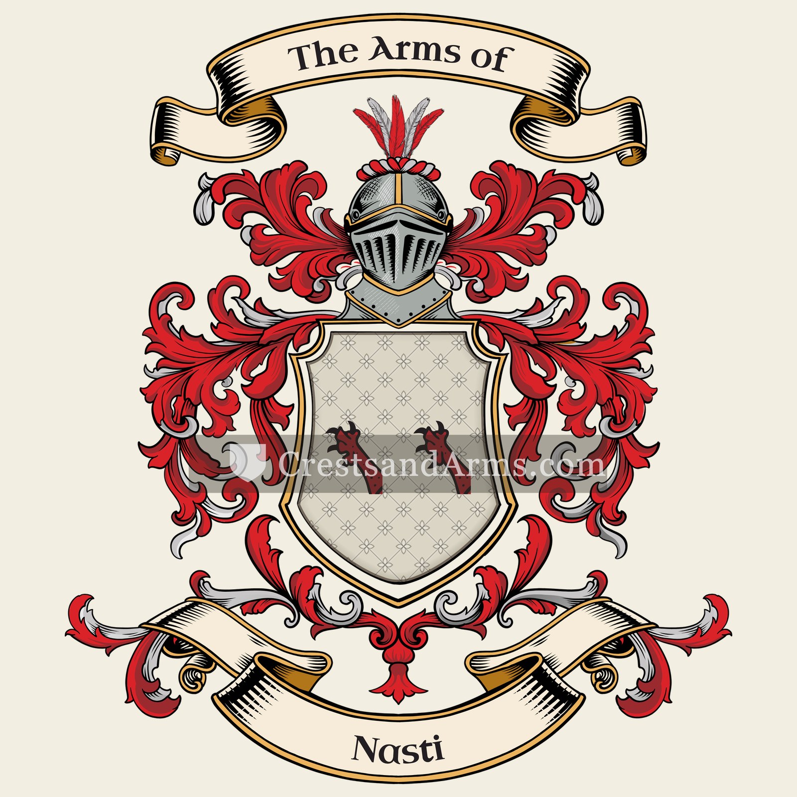 The Nasti coat of arms, drawn from the recorded blazon