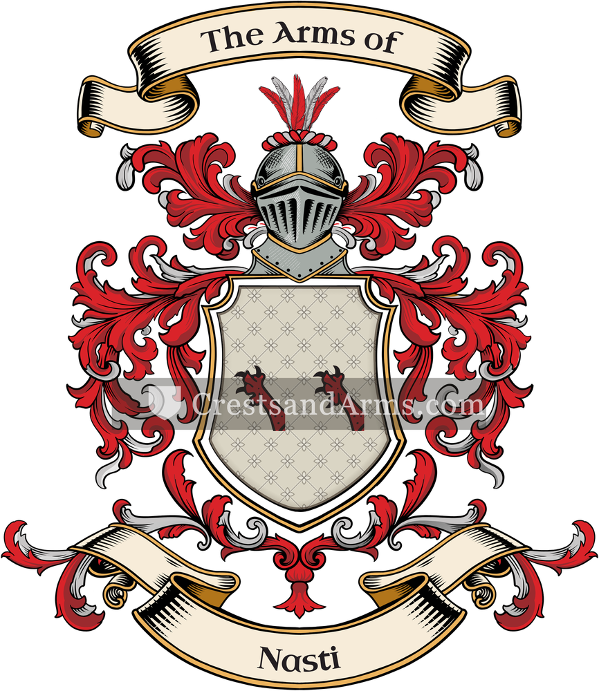 The Nasti coat of arms, drawn from the recorded blazon