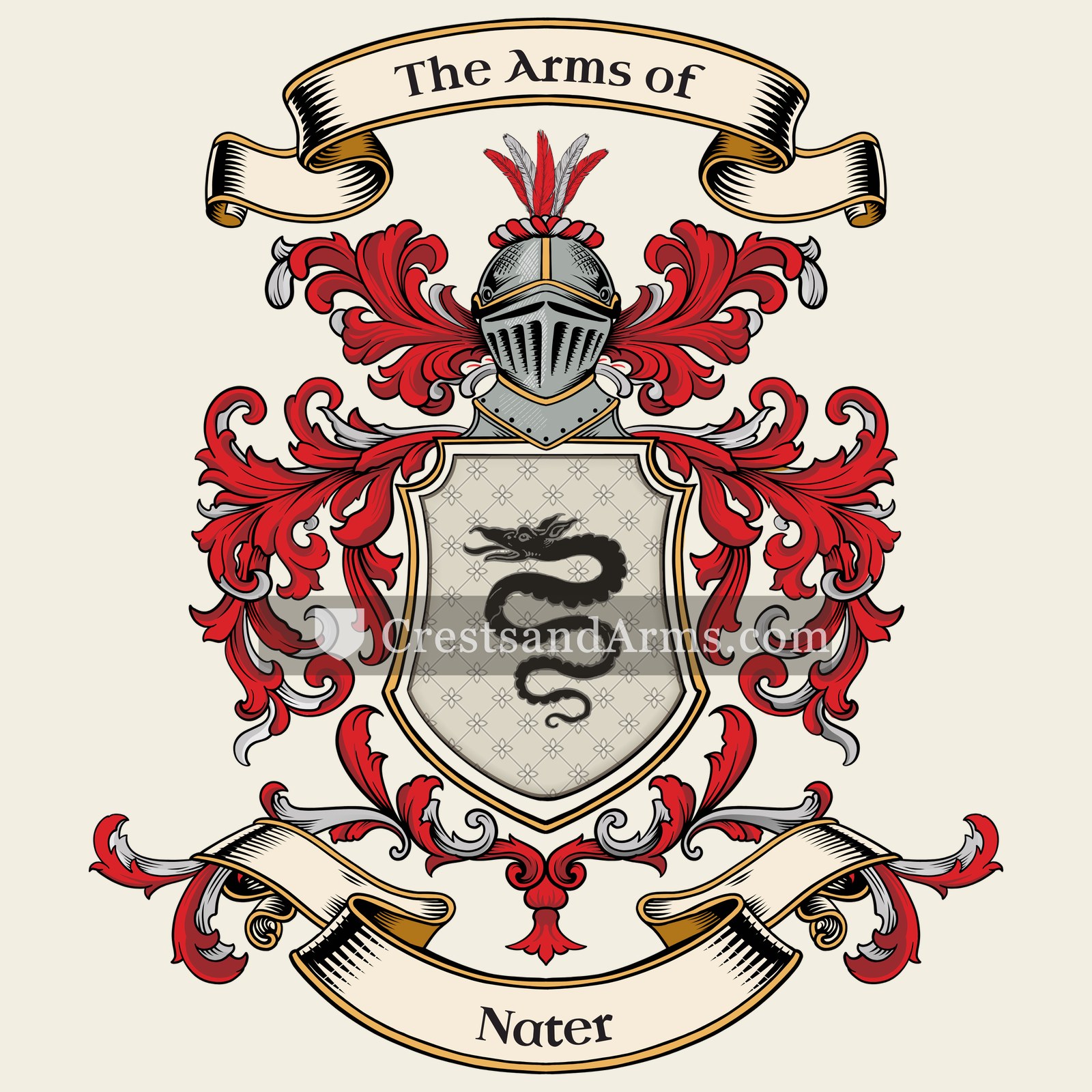 The Nater coat of arms, drawn from the recorded blazon