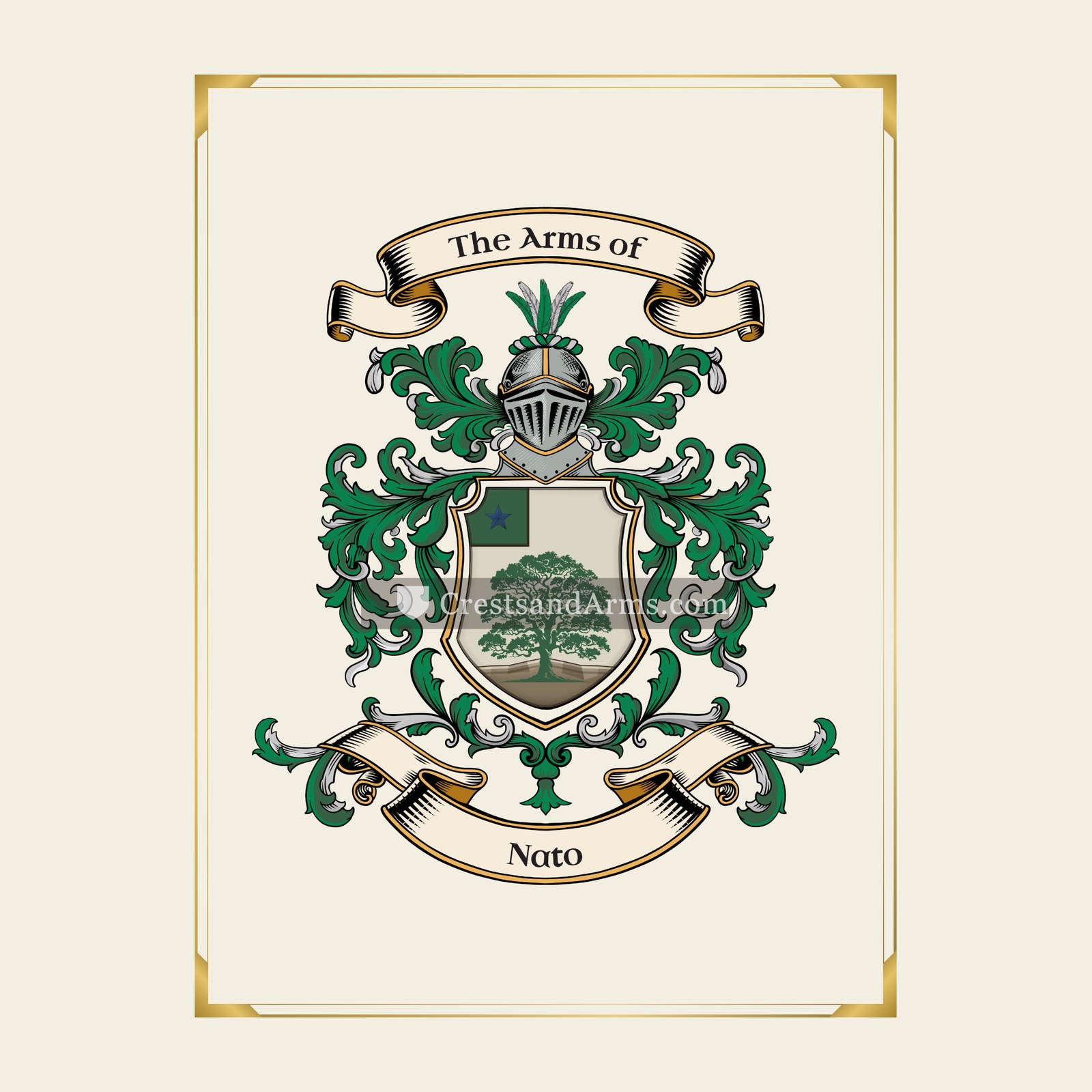 With gold border
