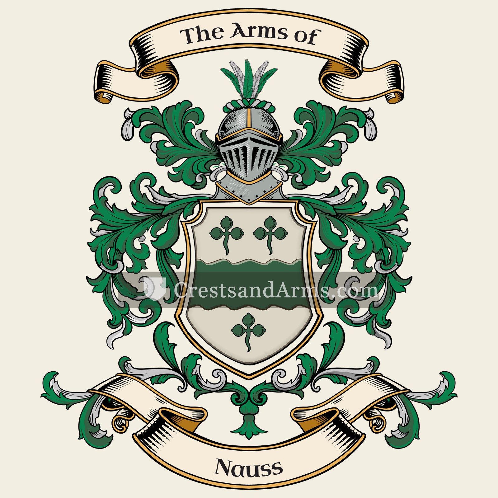 The Nauss coat of arms, drawn from the recorded blazon