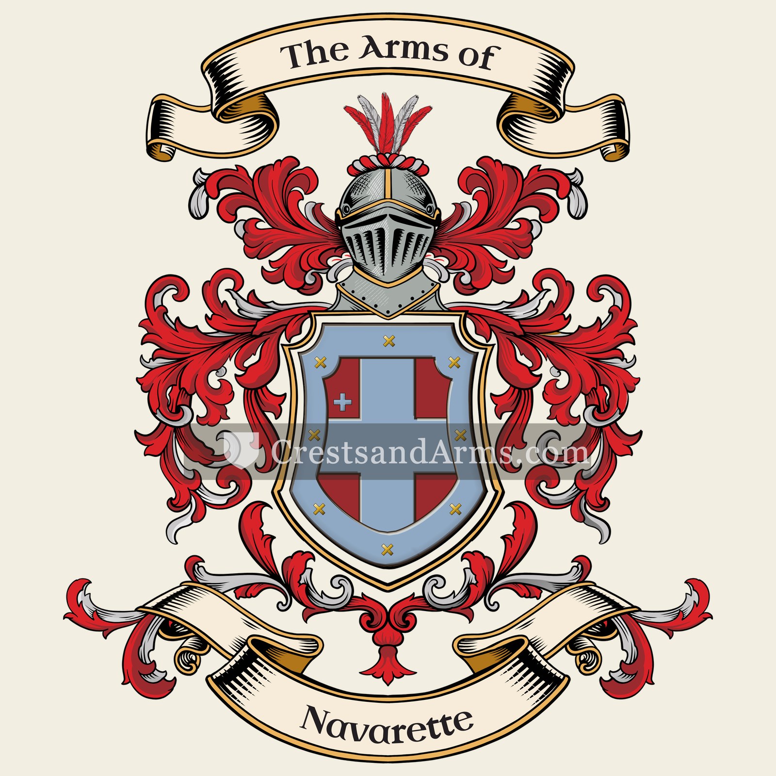 The Navarette coat of arms, drawn from the recorded blazon