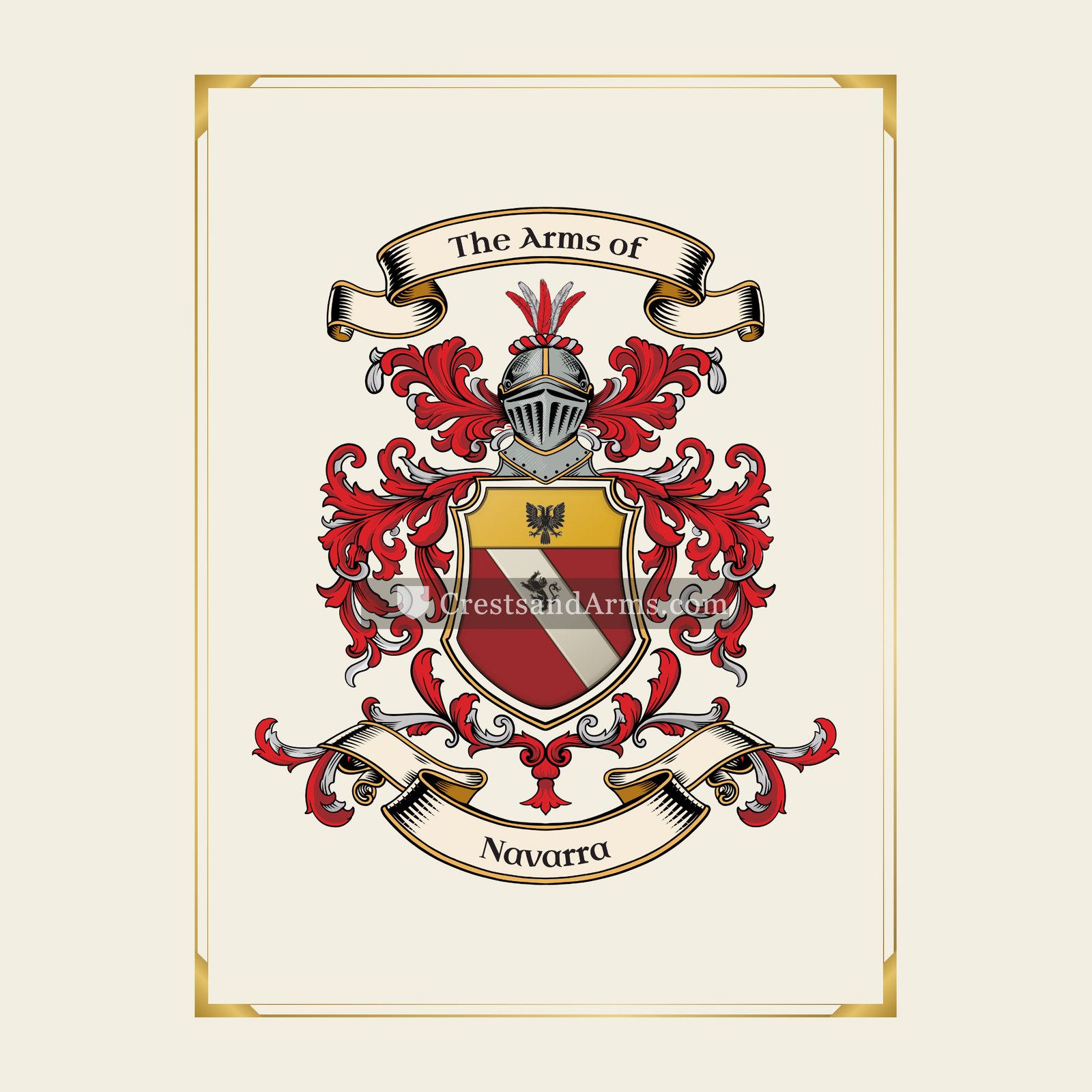 With gold border