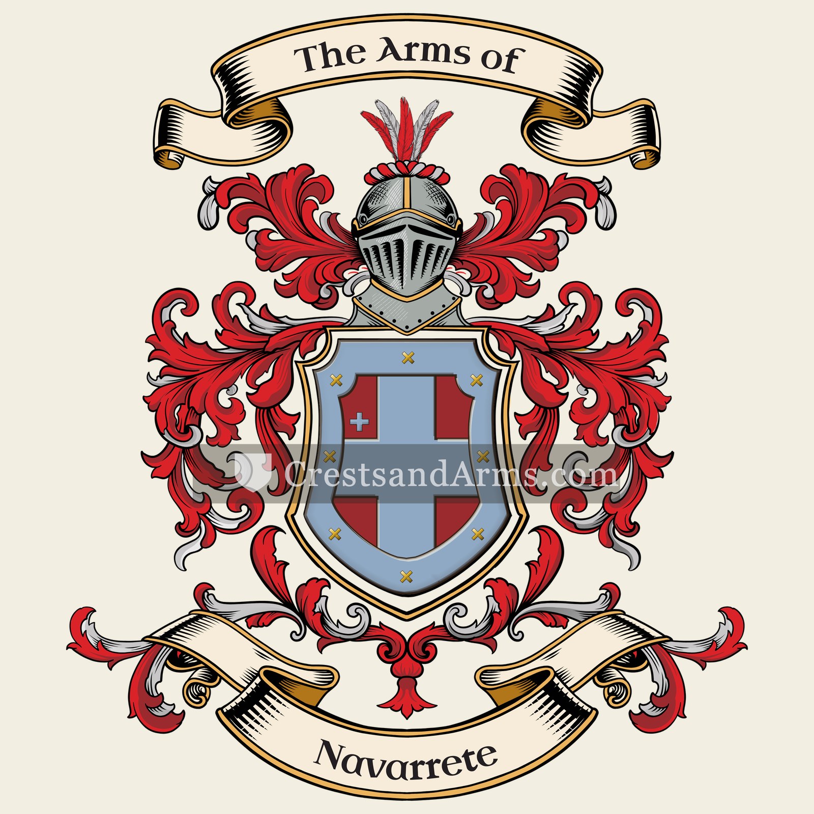 The Navarrete coat of arms, drawn from the recorded blazon