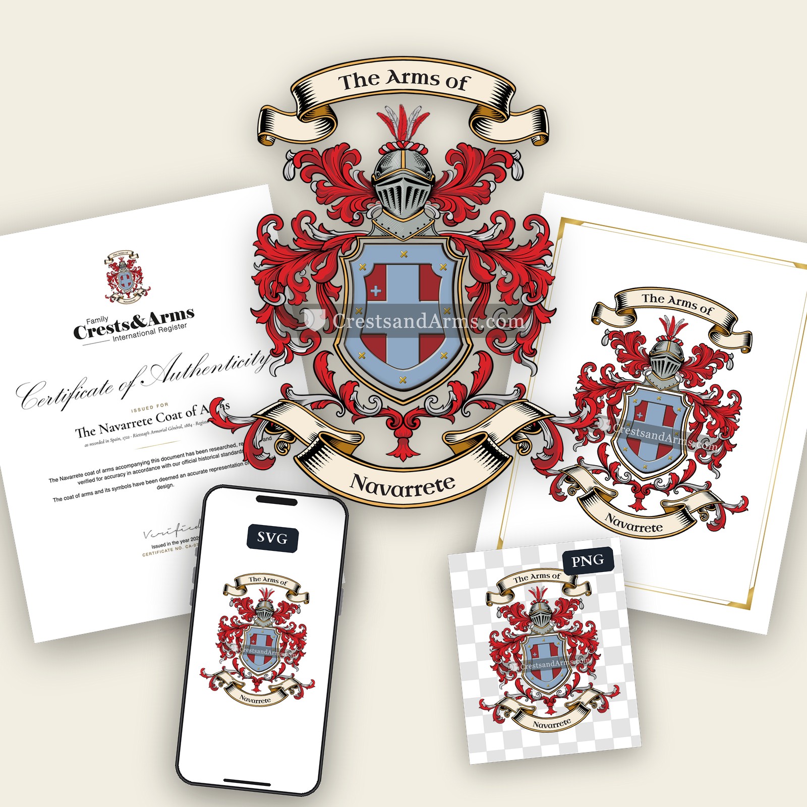 The Navarrete arms on the coat of arms — digital pack