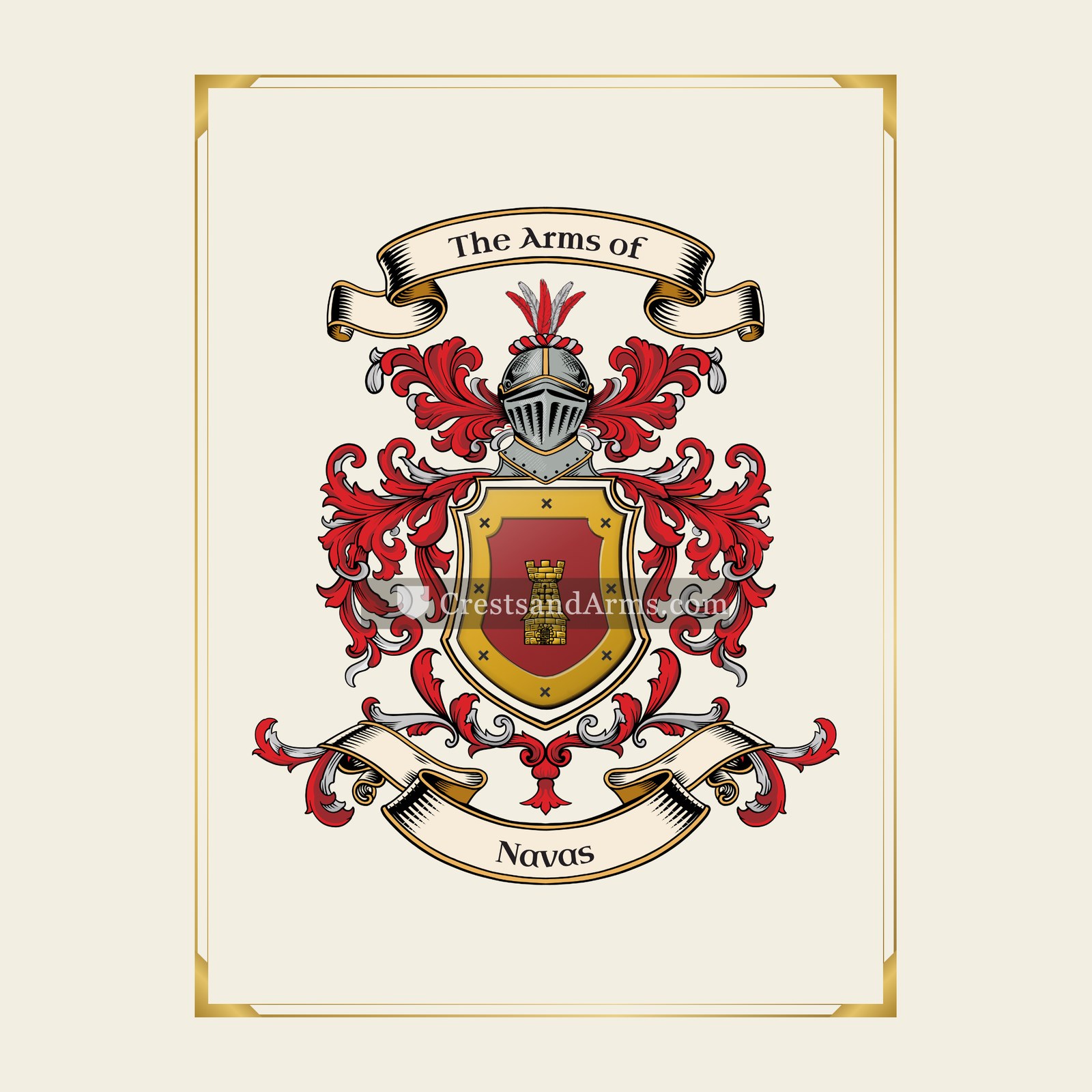 With gold border