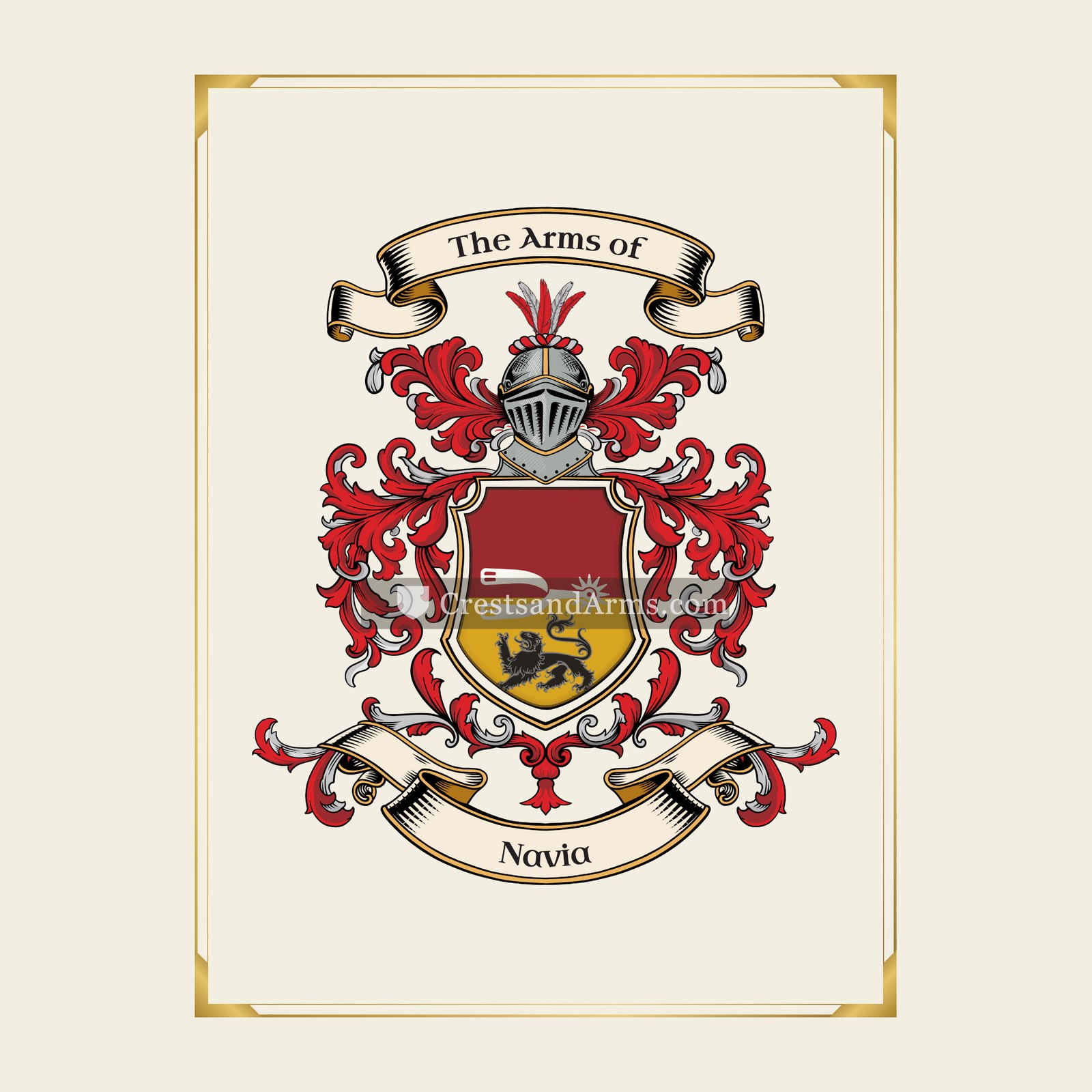 With gold border