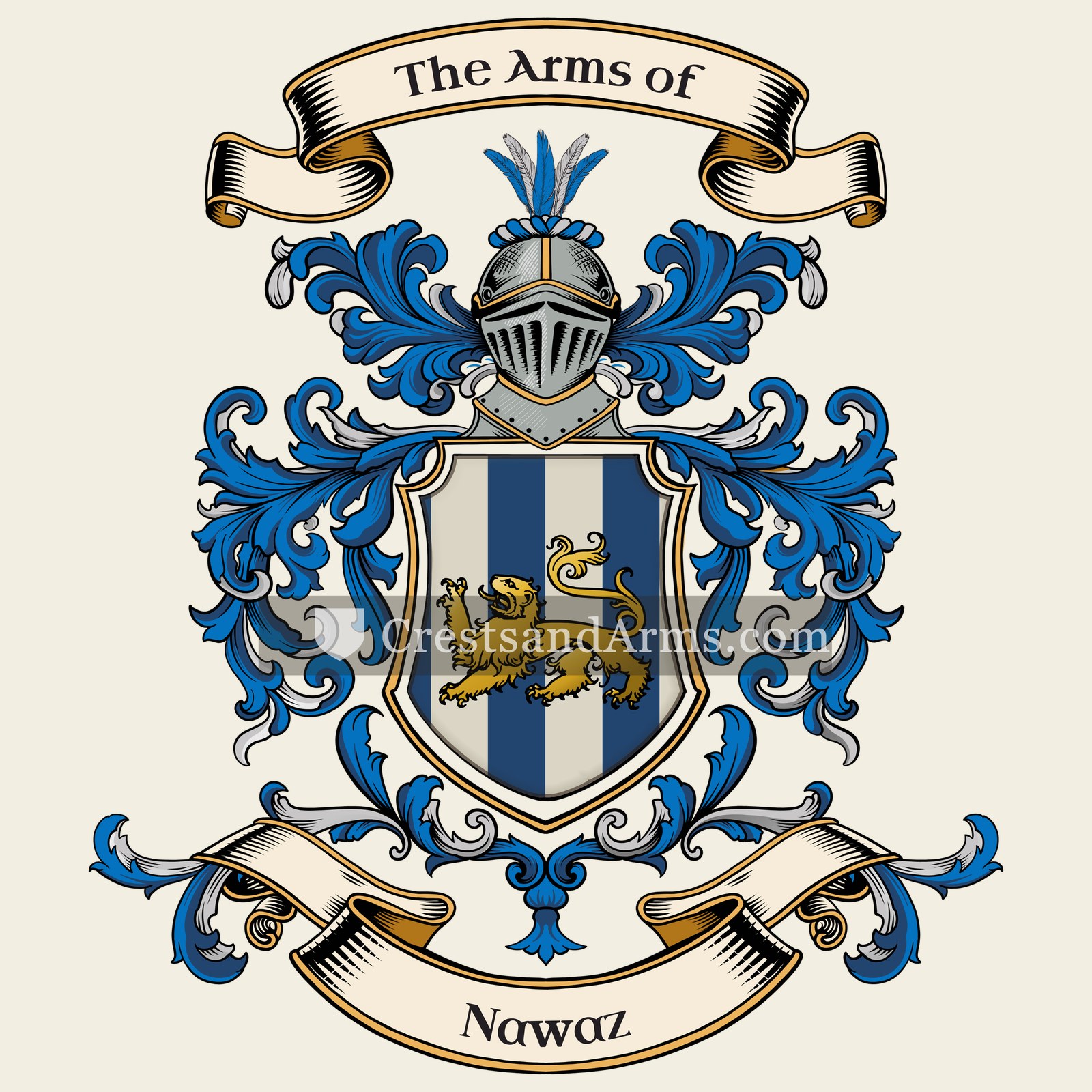 The Nawaz coat of arms, drawn from the recorded blazon