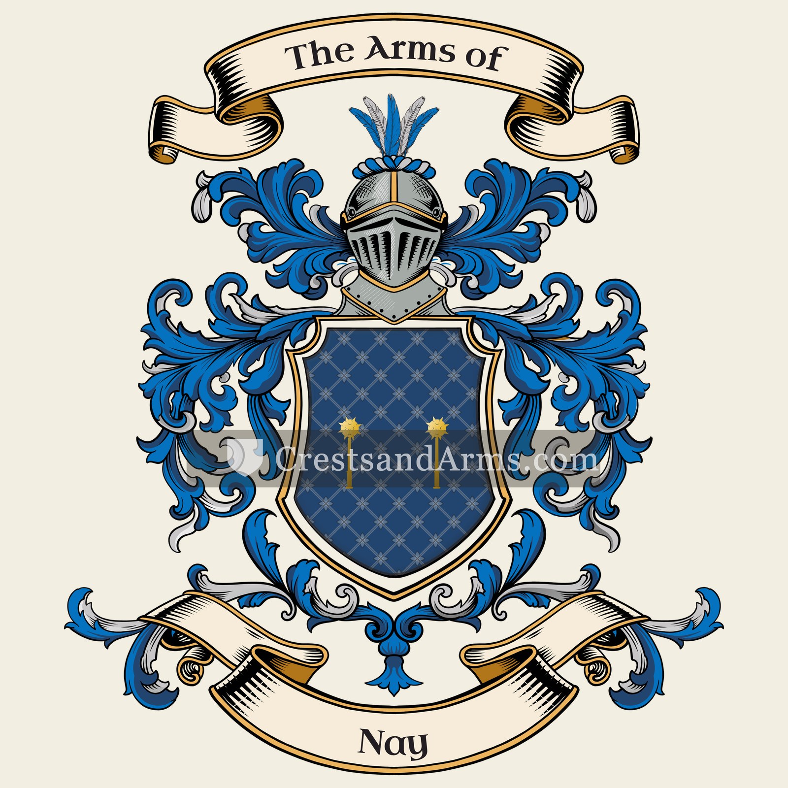The Nay coat of arms, drawn from the recorded blazon