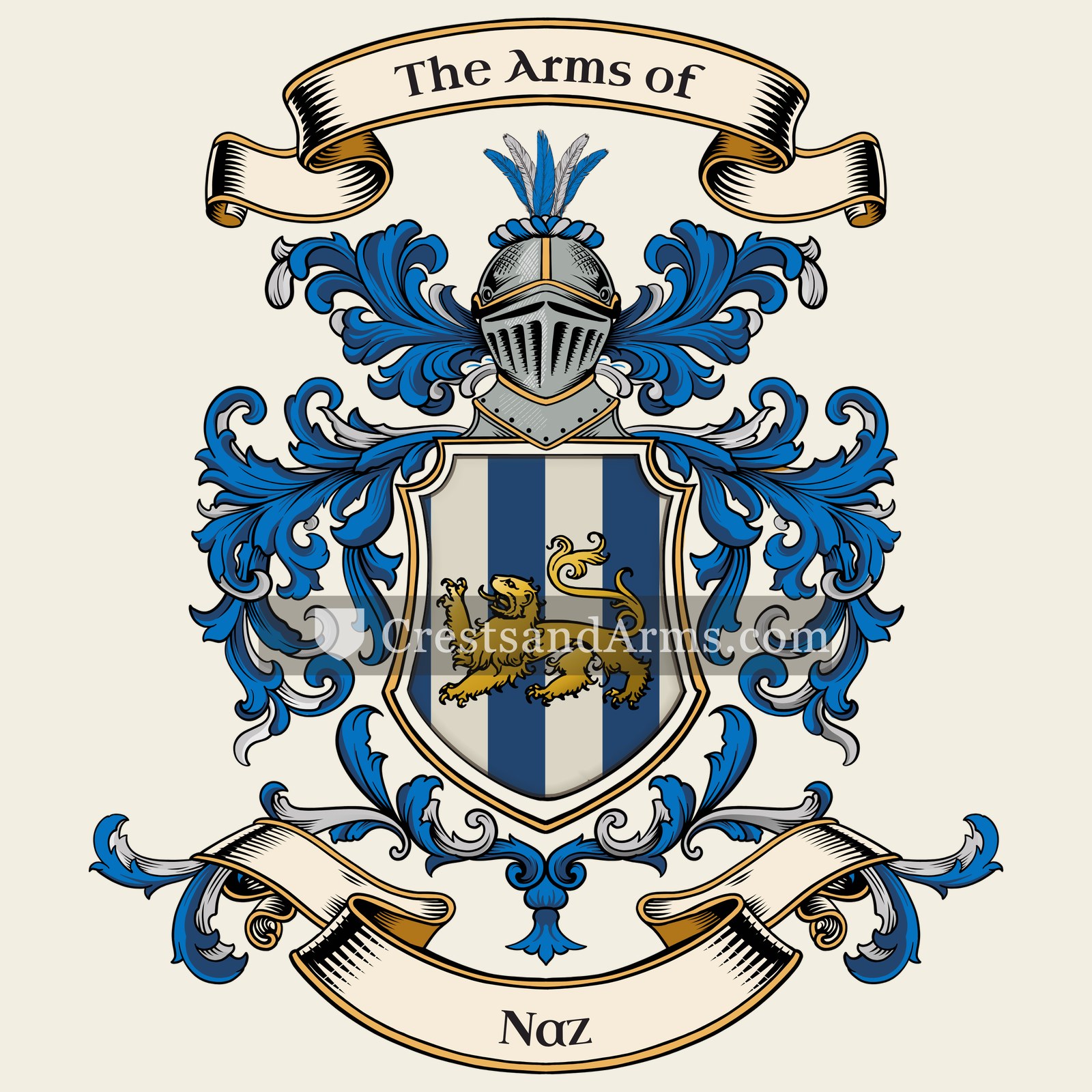 The Naz coat of arms, drawn from the recorded blazon