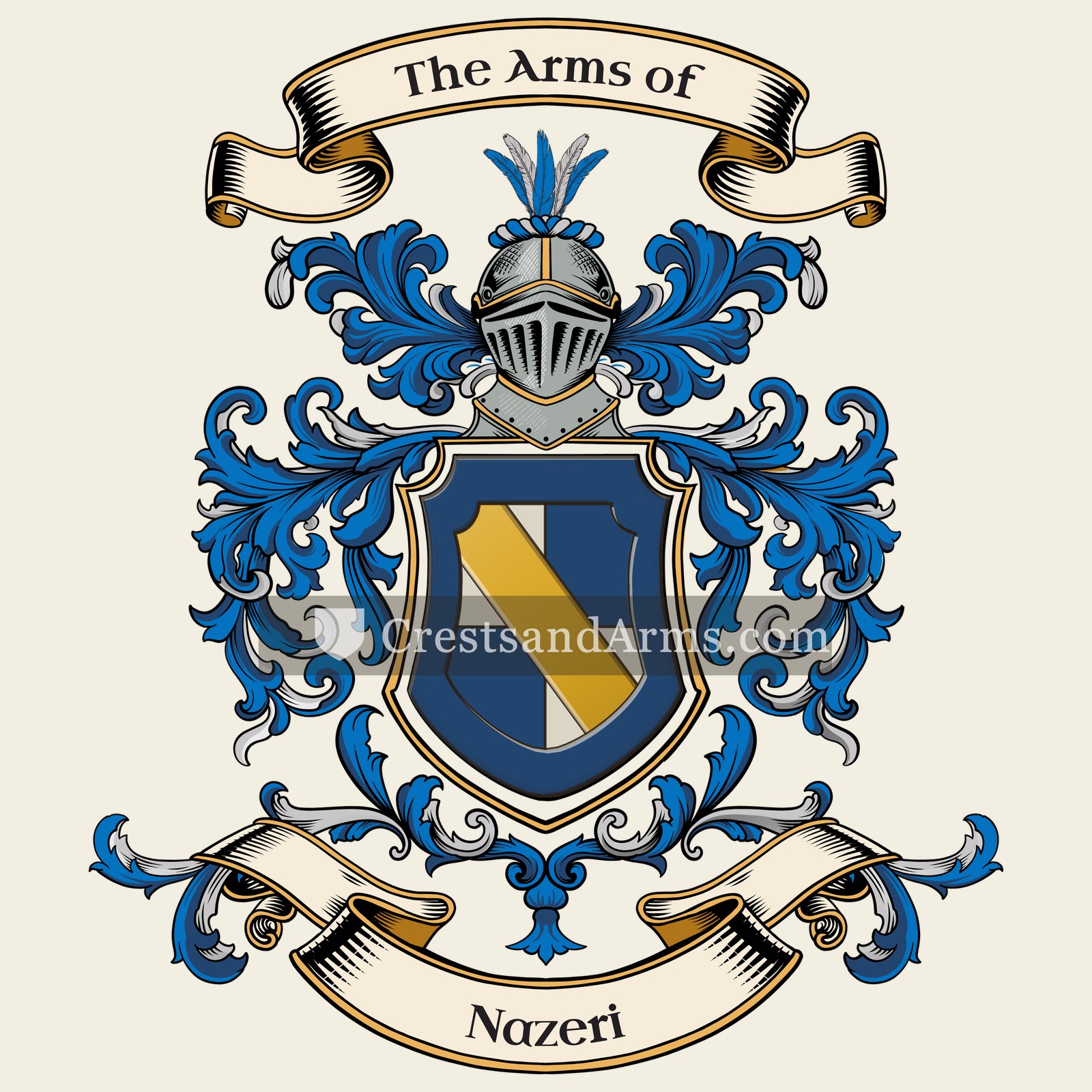 The Nazeri coat of arms, drawn from the recorded blazon