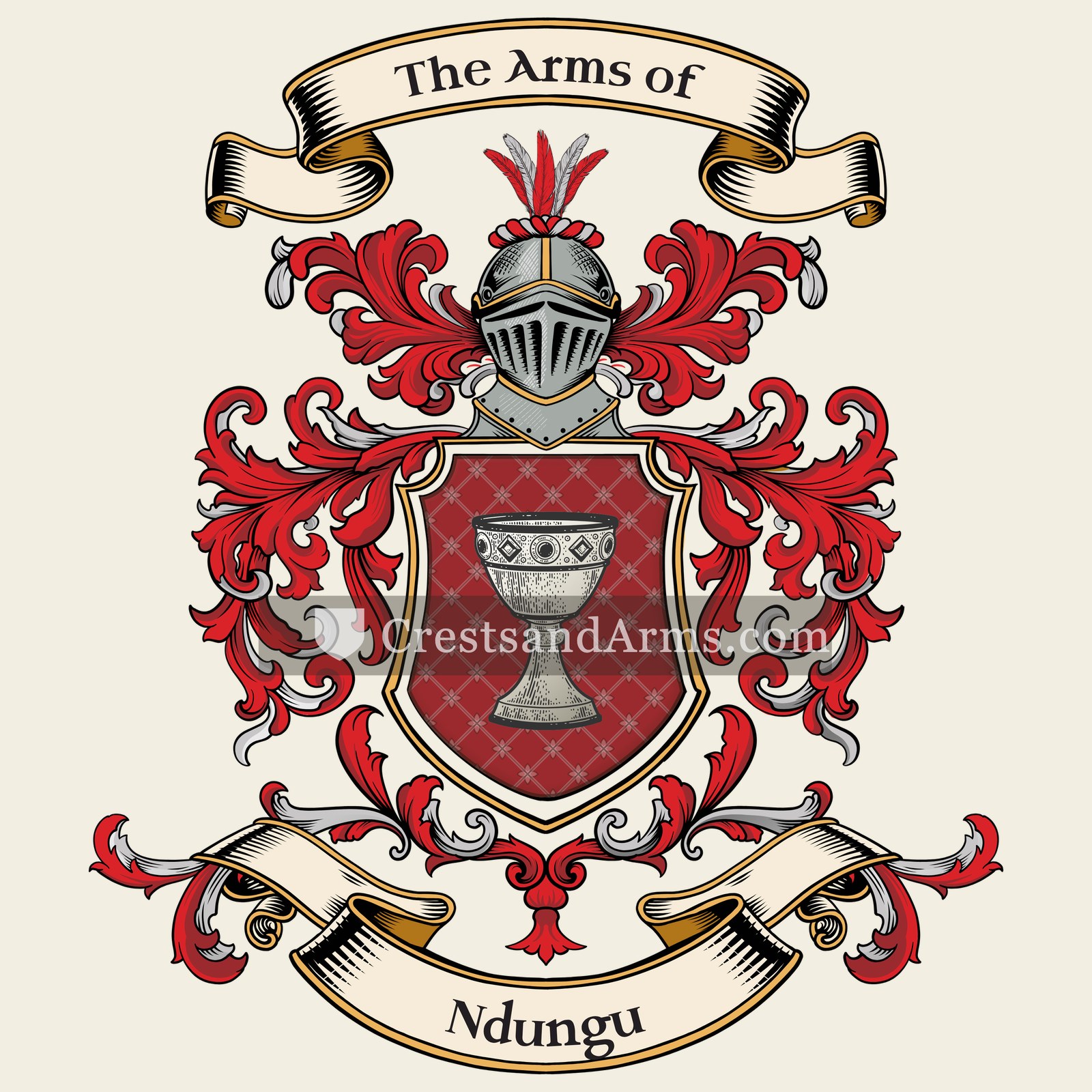 The Ndungu coat of arms, drawn from the recorded blazon