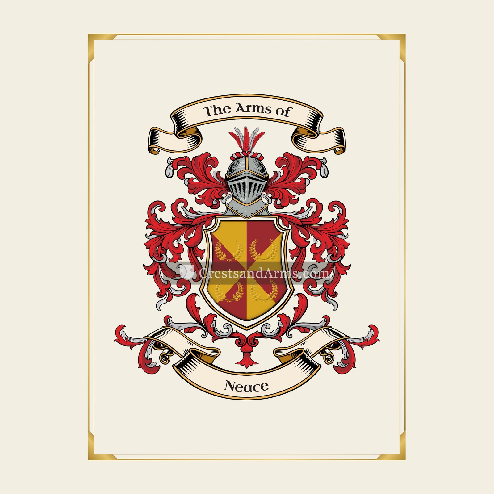 With gold border