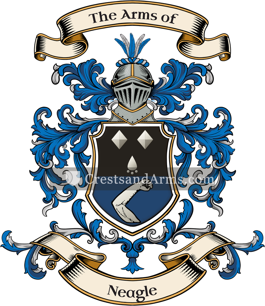 The Neagle coat of arms, drawn from the recorded blazon