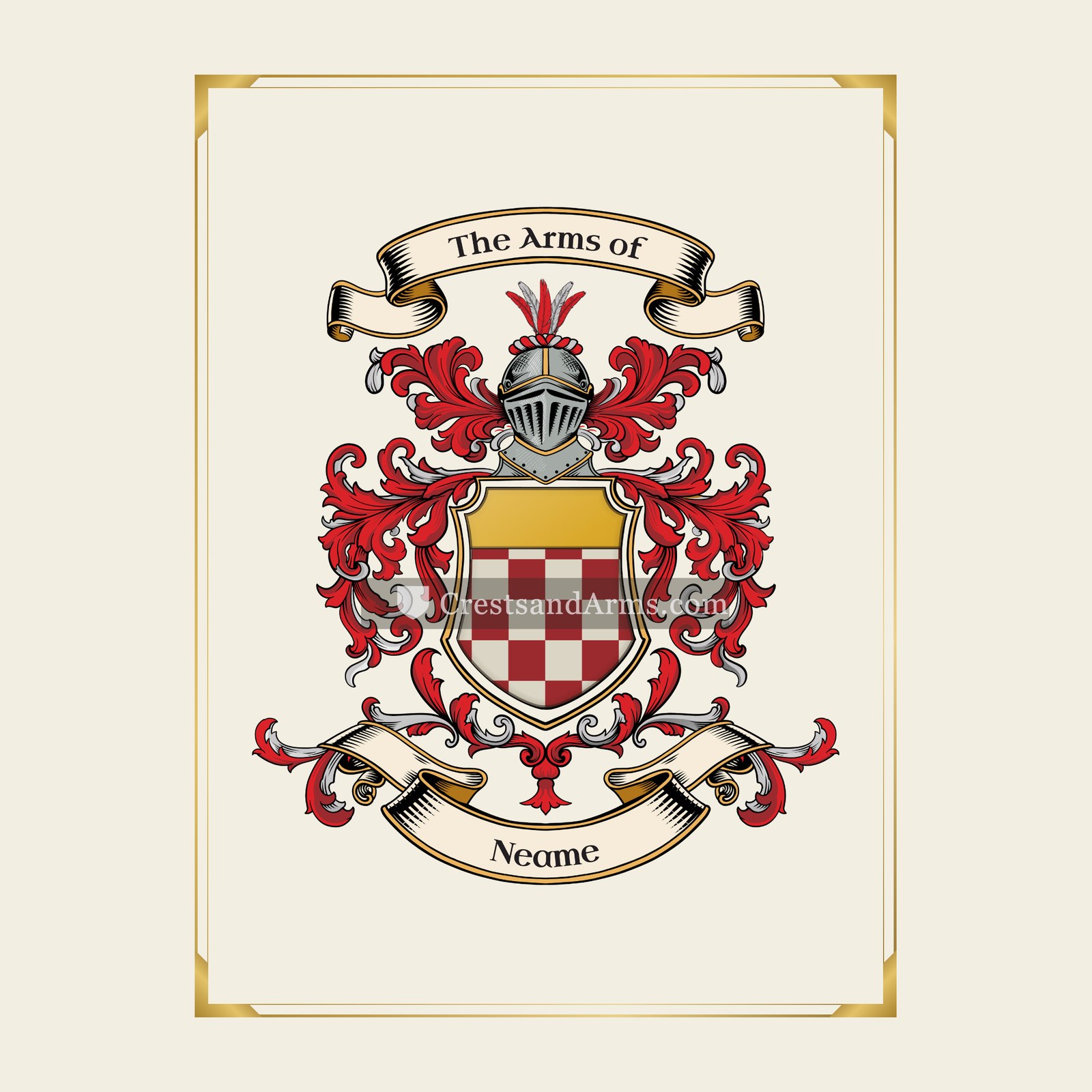 With gold border