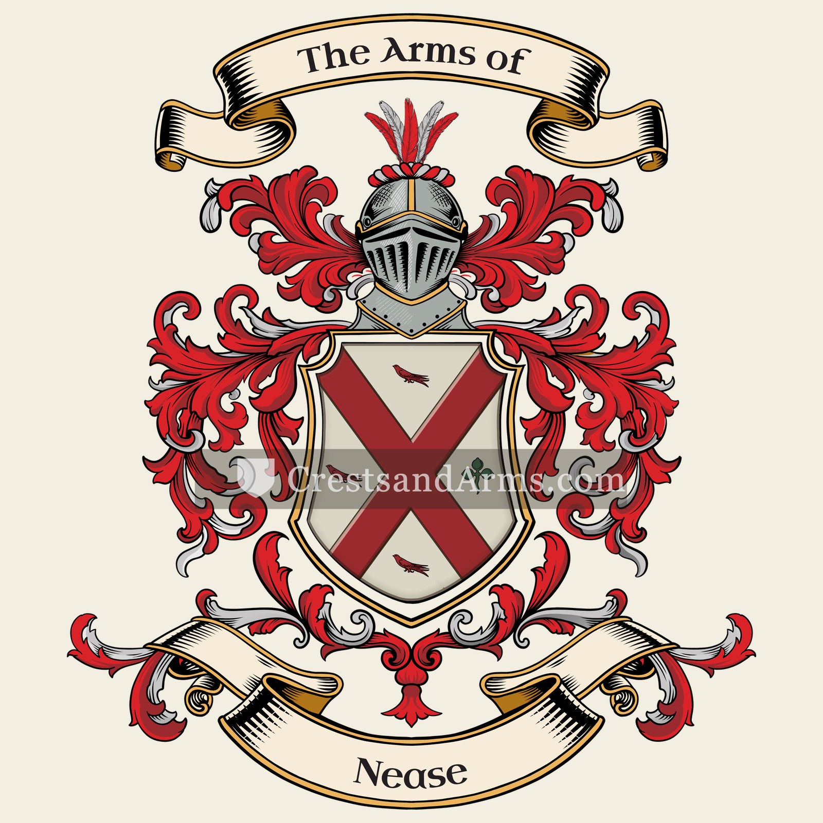 The Nease coat of arms, drawn from the recorded blazon