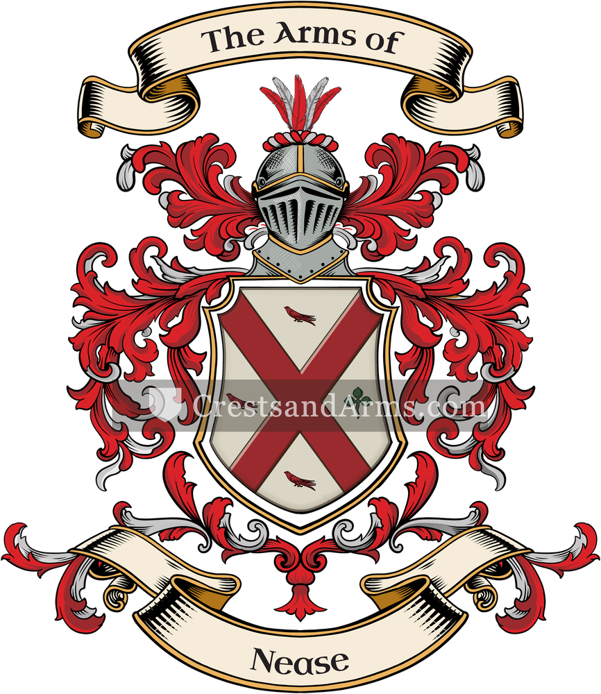 The Nease coat of arms, drawn from the recorded blazon