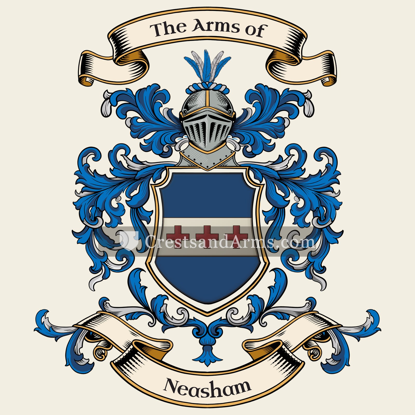 The Neasham coat of arms, drawn from the recorded blazon
