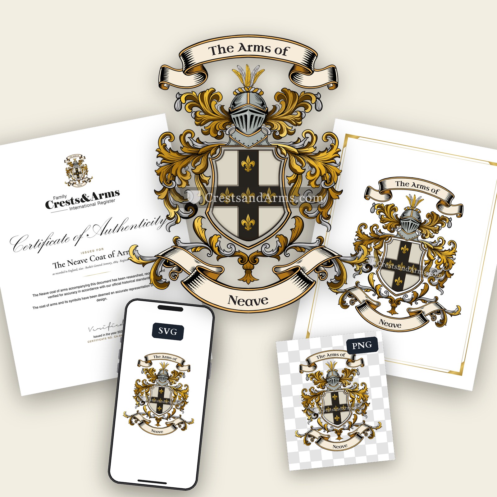 The Neave arms on the coat of arms — digital pack